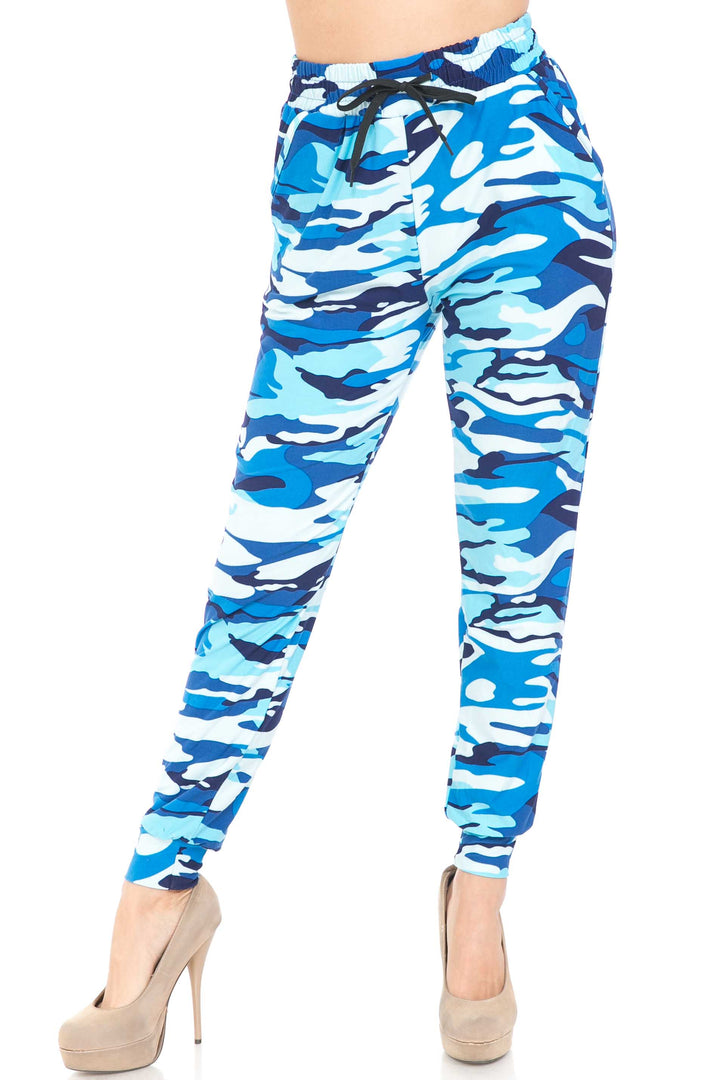 Wholesale Buttery Smooth Blue Camouflage Joggers - EEVEE