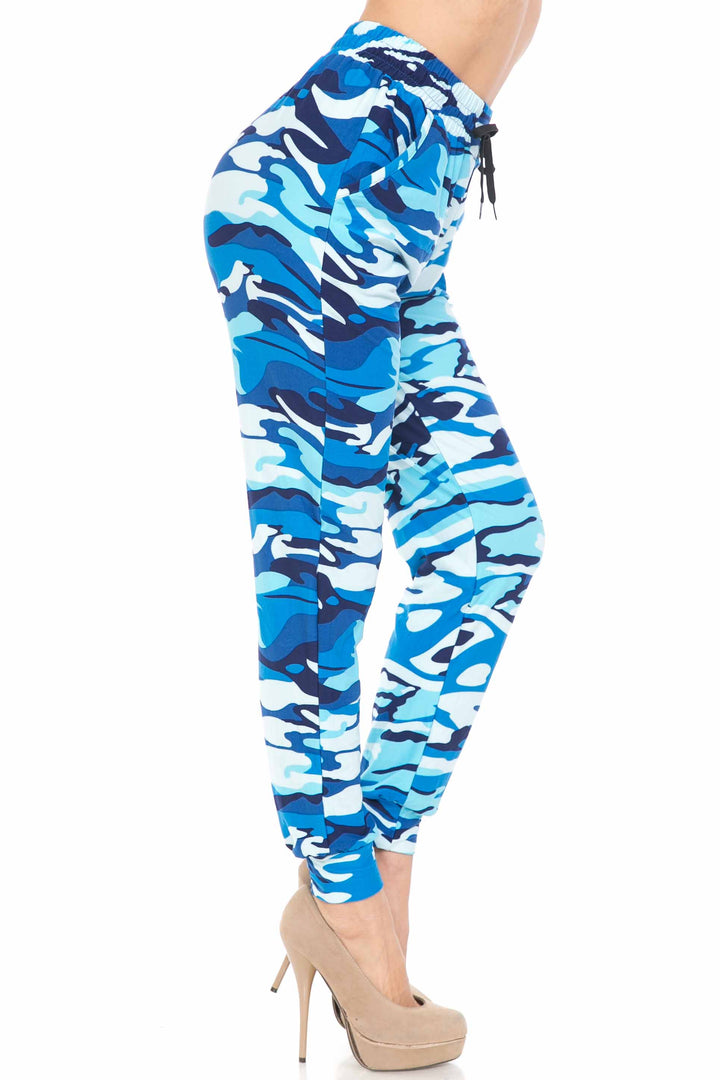 Wholesale Buttery Smooth Blue Camouflage Joggers - EEVEE