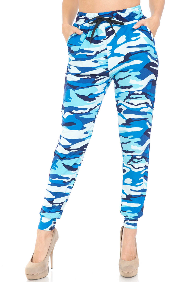 Wholesale Buttery Smooth Blue Camouflage Joggers - EEVEE