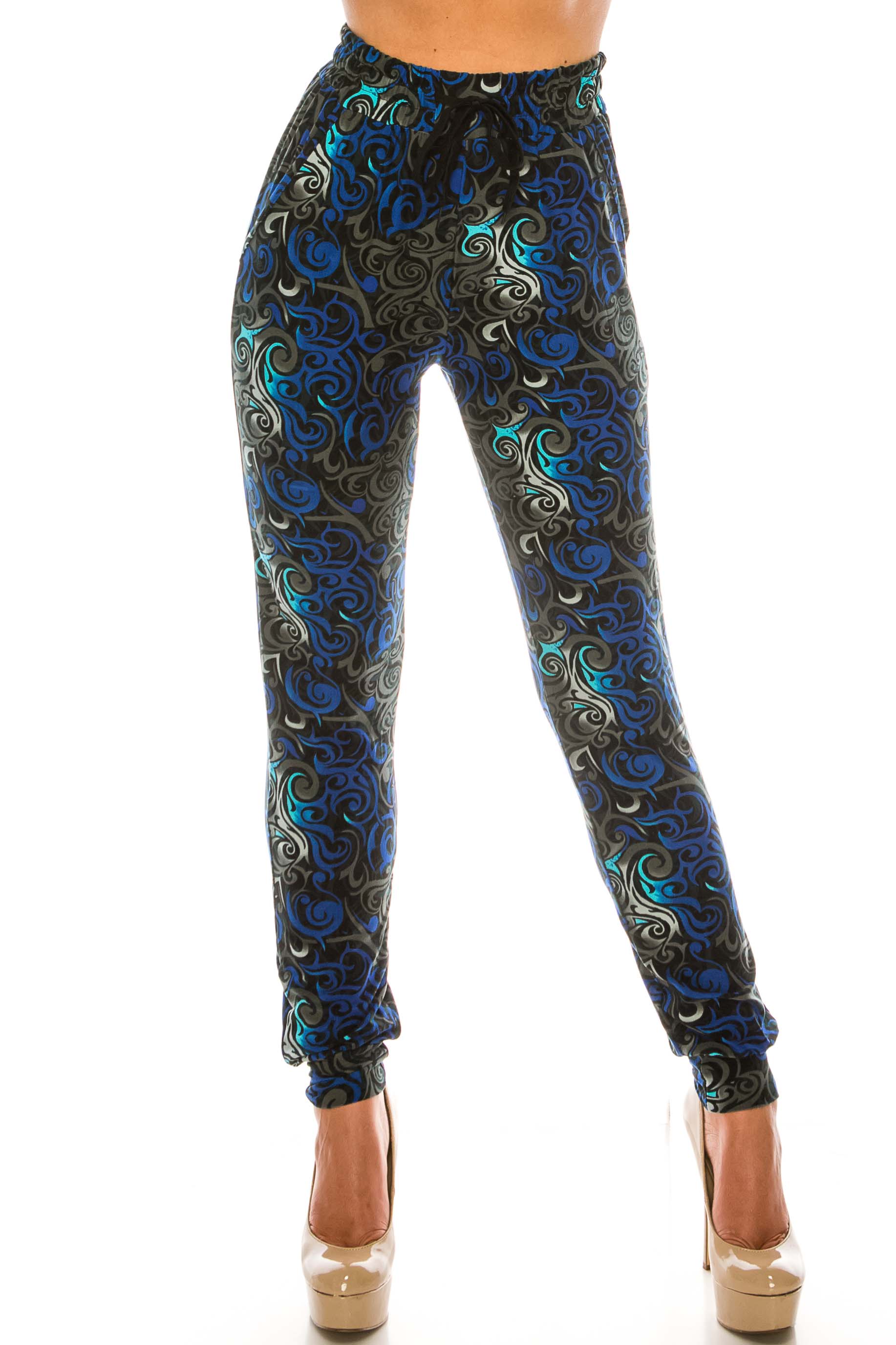 Wholesale Buttery Smooth Blue Tangled Swirl Joggers