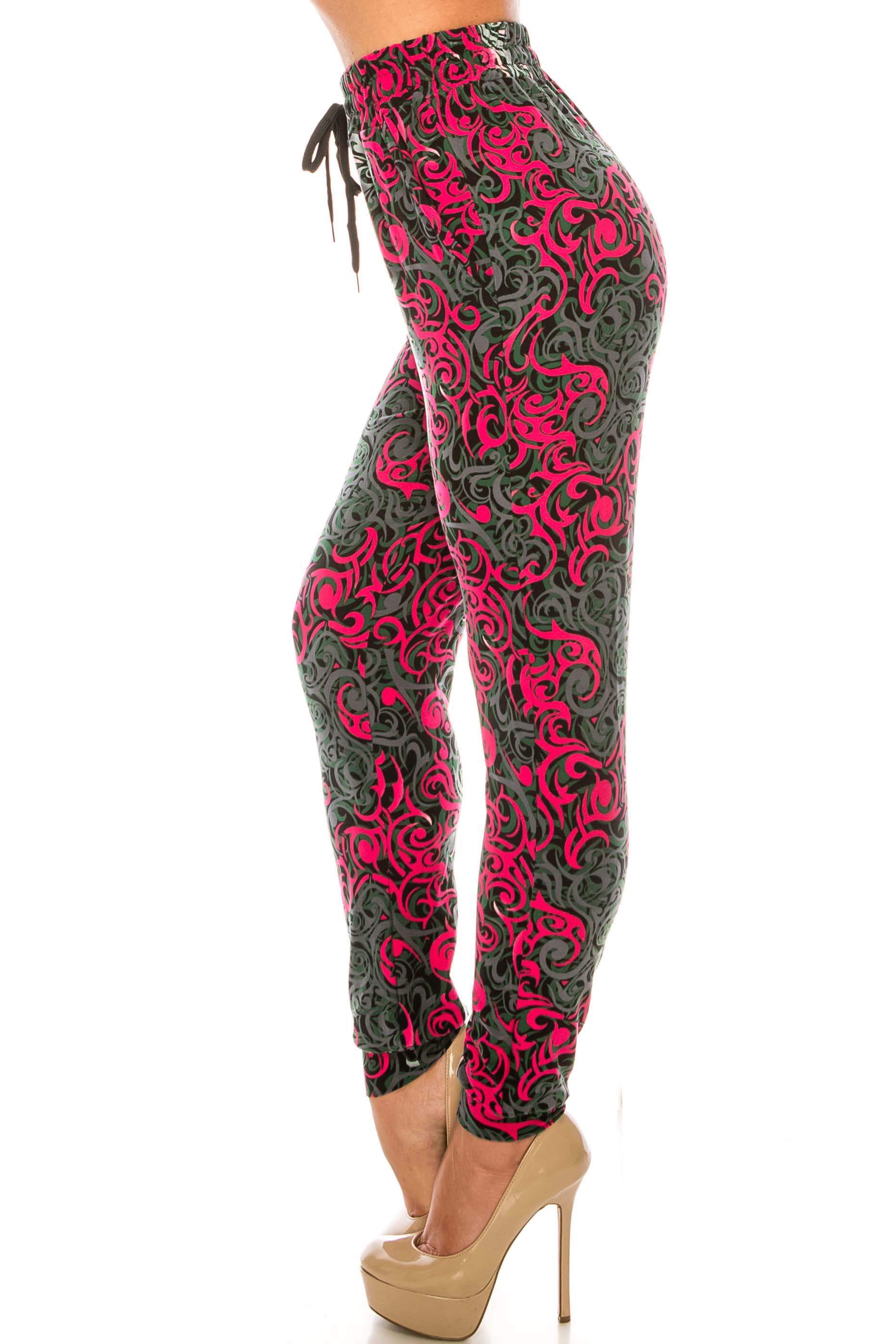 Wholesale Buttery Smooth Fuchsia Tangled Swirl Joggers