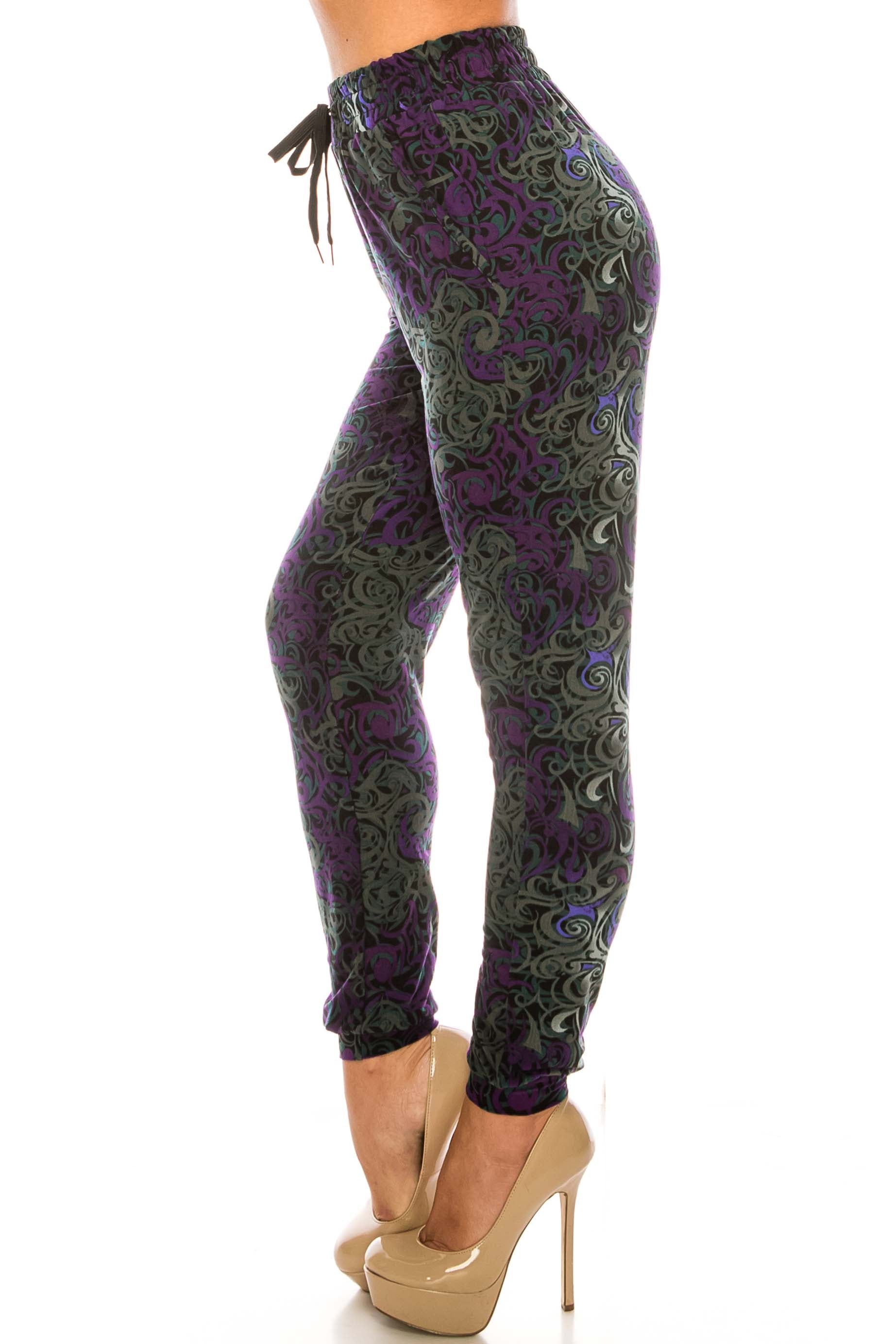 Wholesale Buttery Smooth Purple Tangled Swirl Joggers