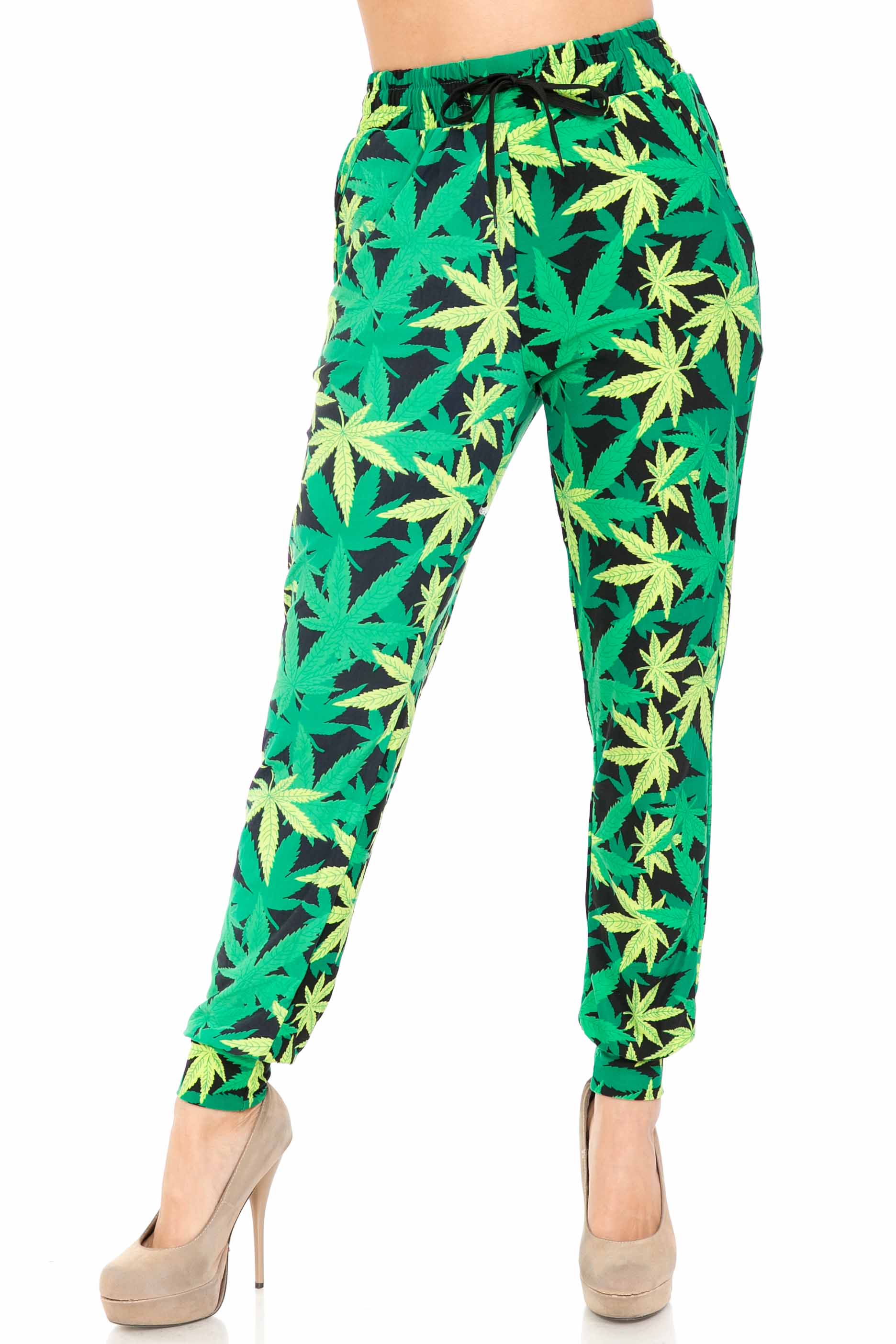 Wholesale Buttery Smooth Cannabis Green Marijuana Joggers
