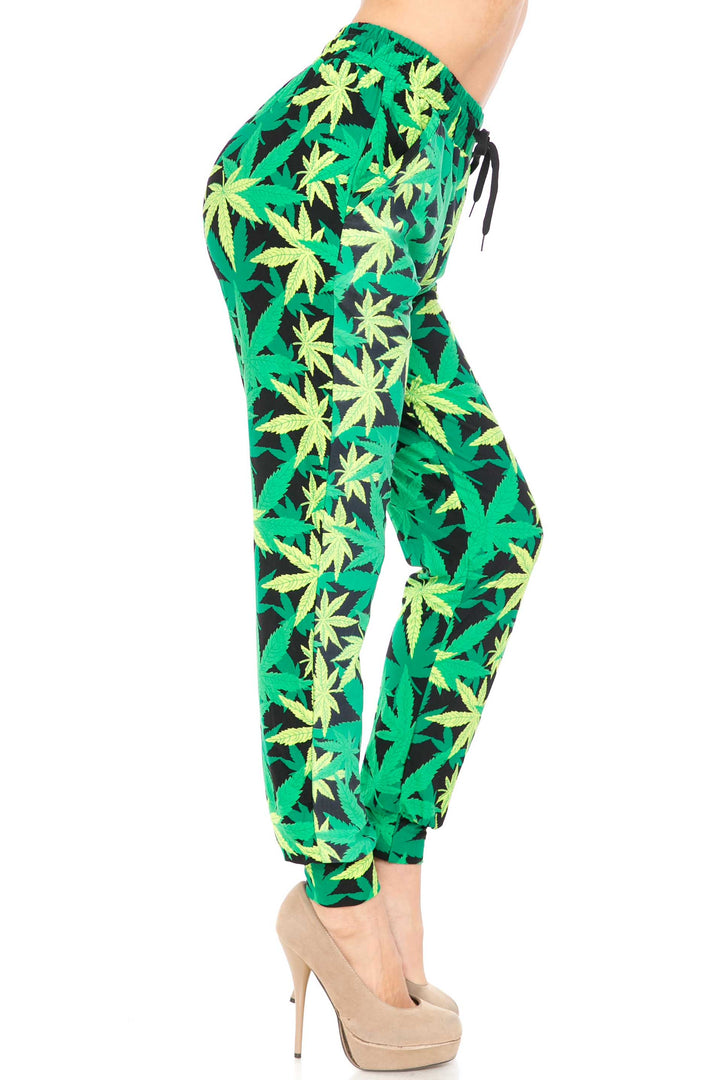 Wholesale Buttery Smooth Cannabis Green Marijuana Joggers