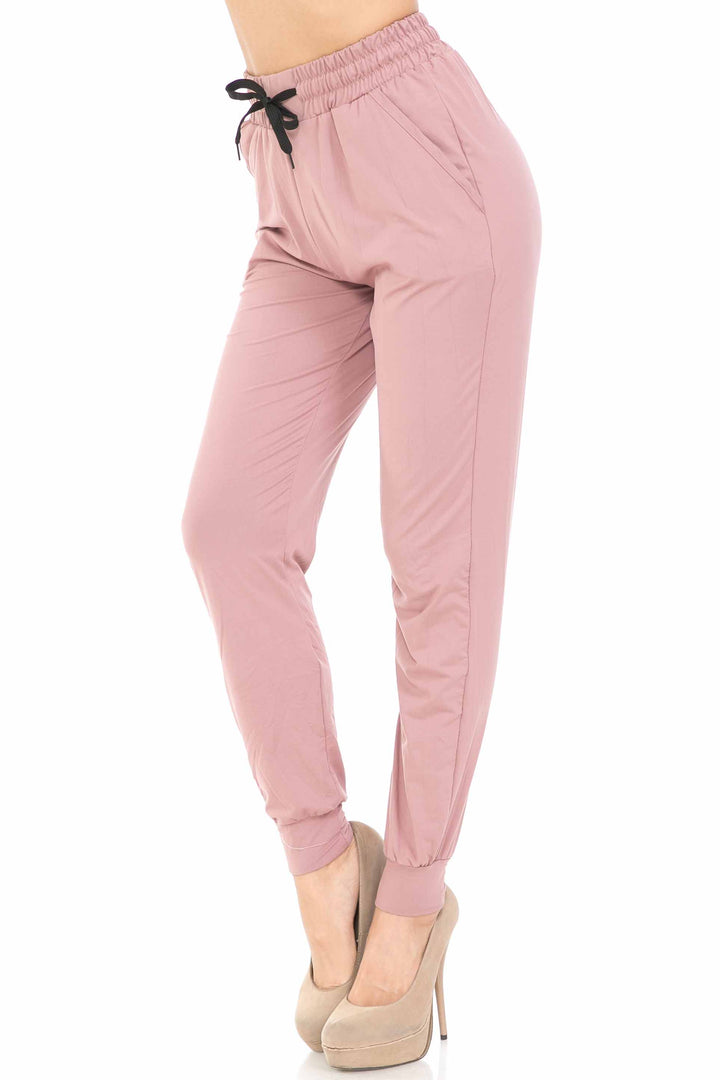 Wholesale Buttery Smooth Solid Basic Mauve Joggers - EEVEE