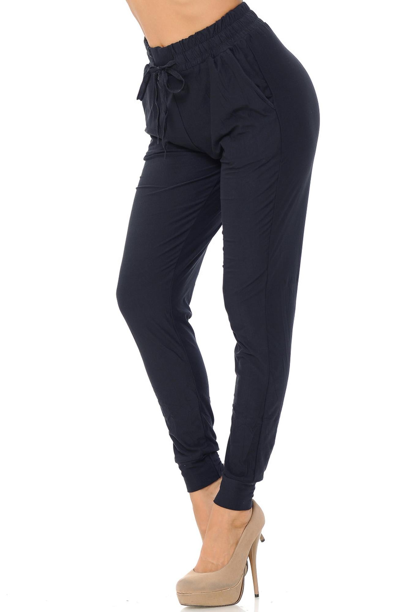 Wholesale Buttery Smooth Solid Basic Navy Joggers - EEVEE