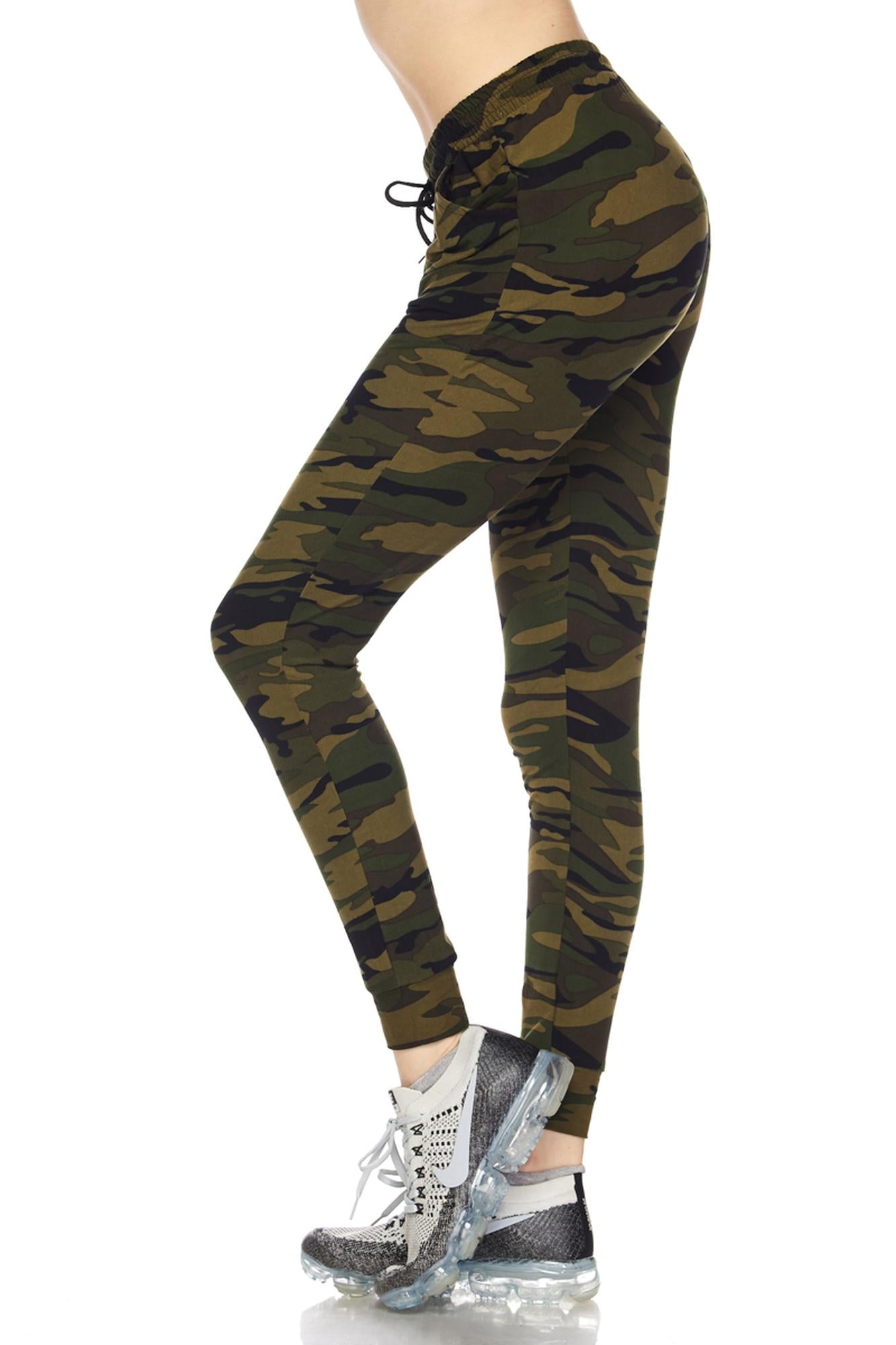 Wholesale Buttery Smooth Olive Green Camouflage Joggers
