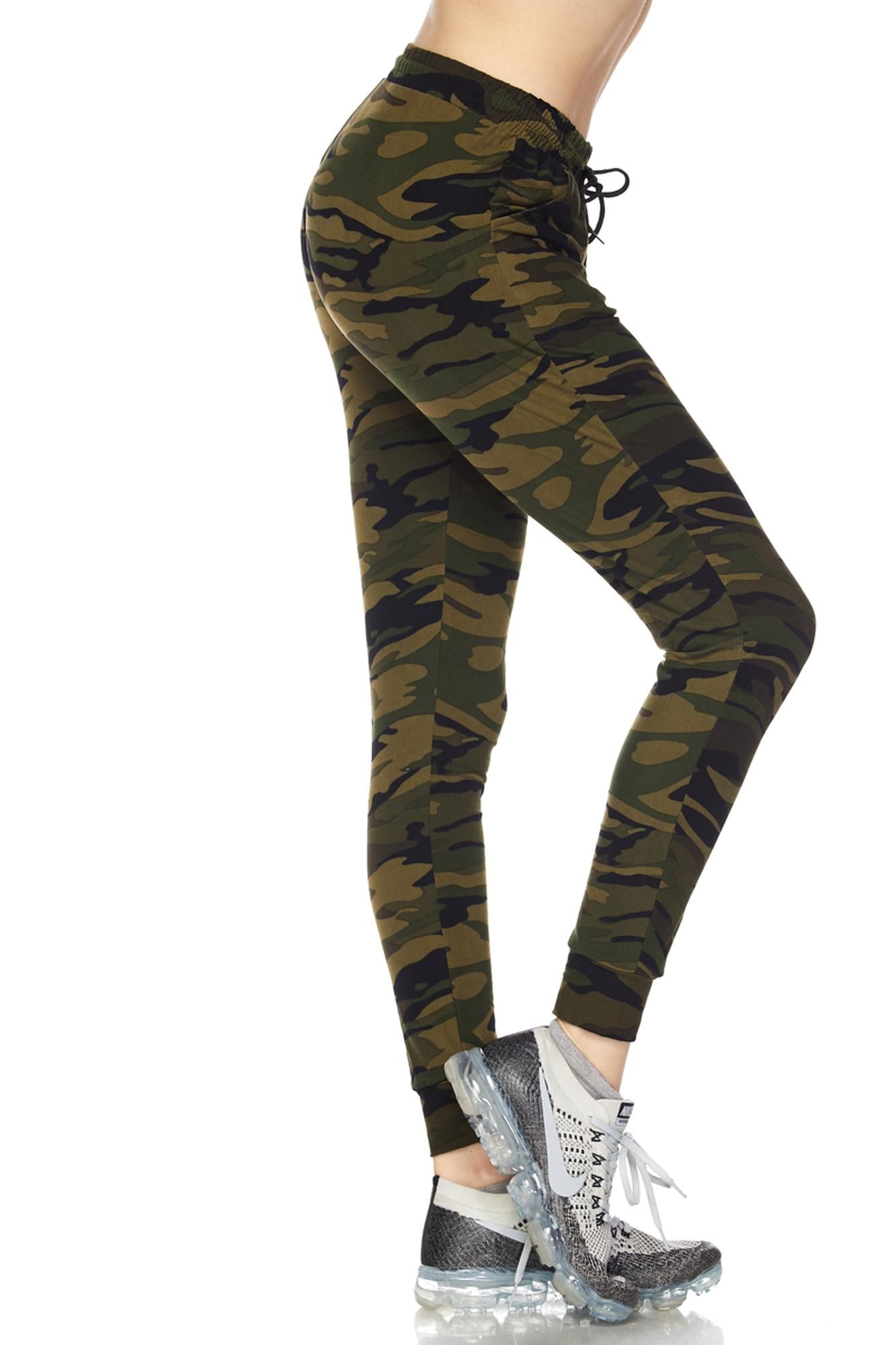 Wholesale Buttery Smooth Olive Green Camouflage Joggers