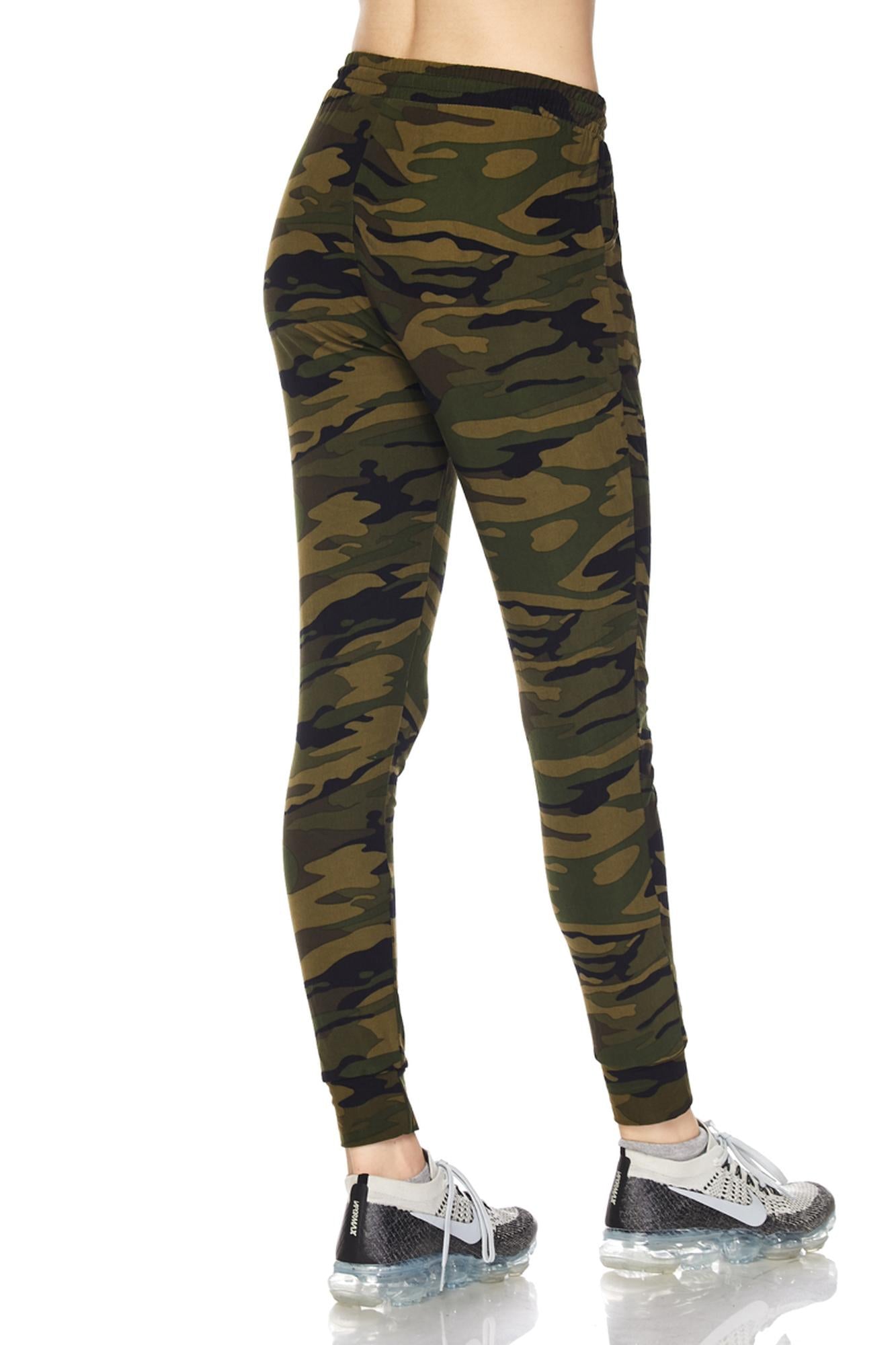 Wholesale Buttery Smooth Olive Green Camouflage Joggers