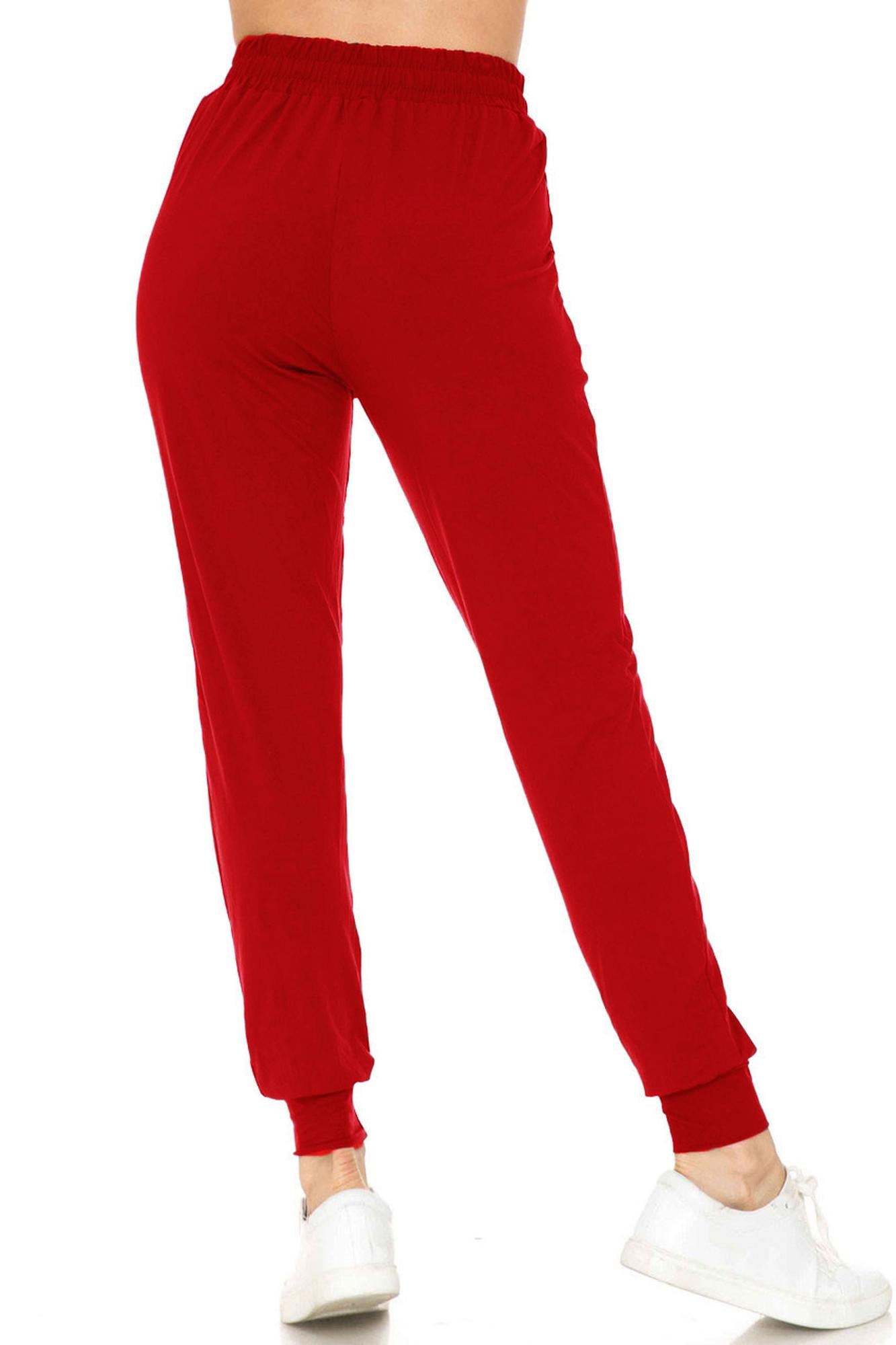 Wholesale Buttery Smooth Solid Basic Red Joggers - EEVEE