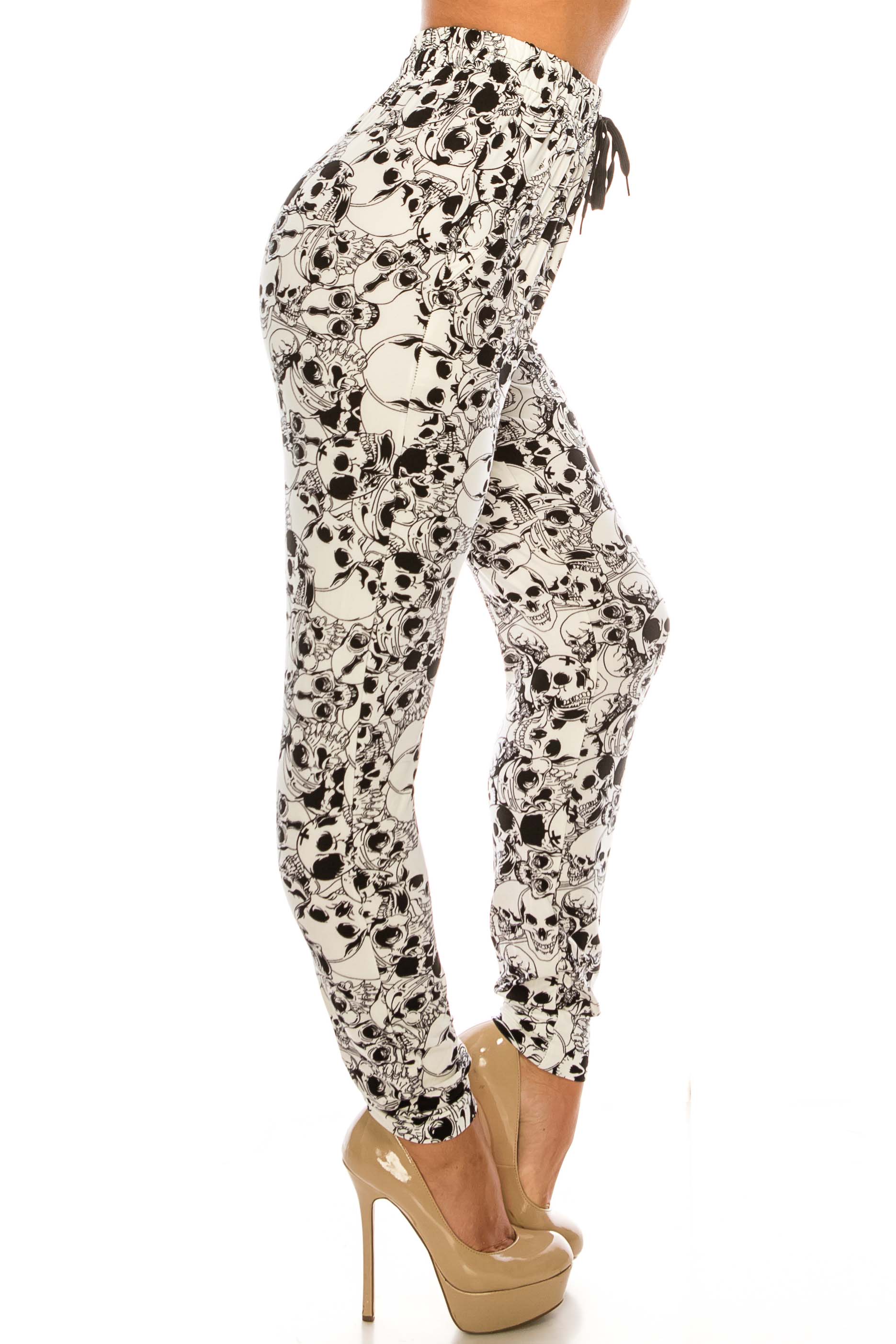 Wholesale Buttery Smooth White Layers of Skulls Joggers