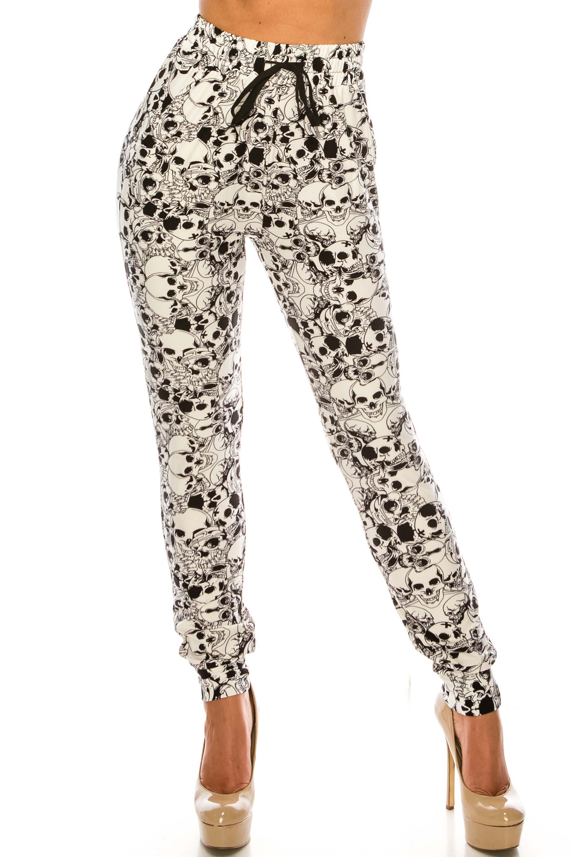 Wholesale Buttery Smooth White Layers of Skulls Joggers