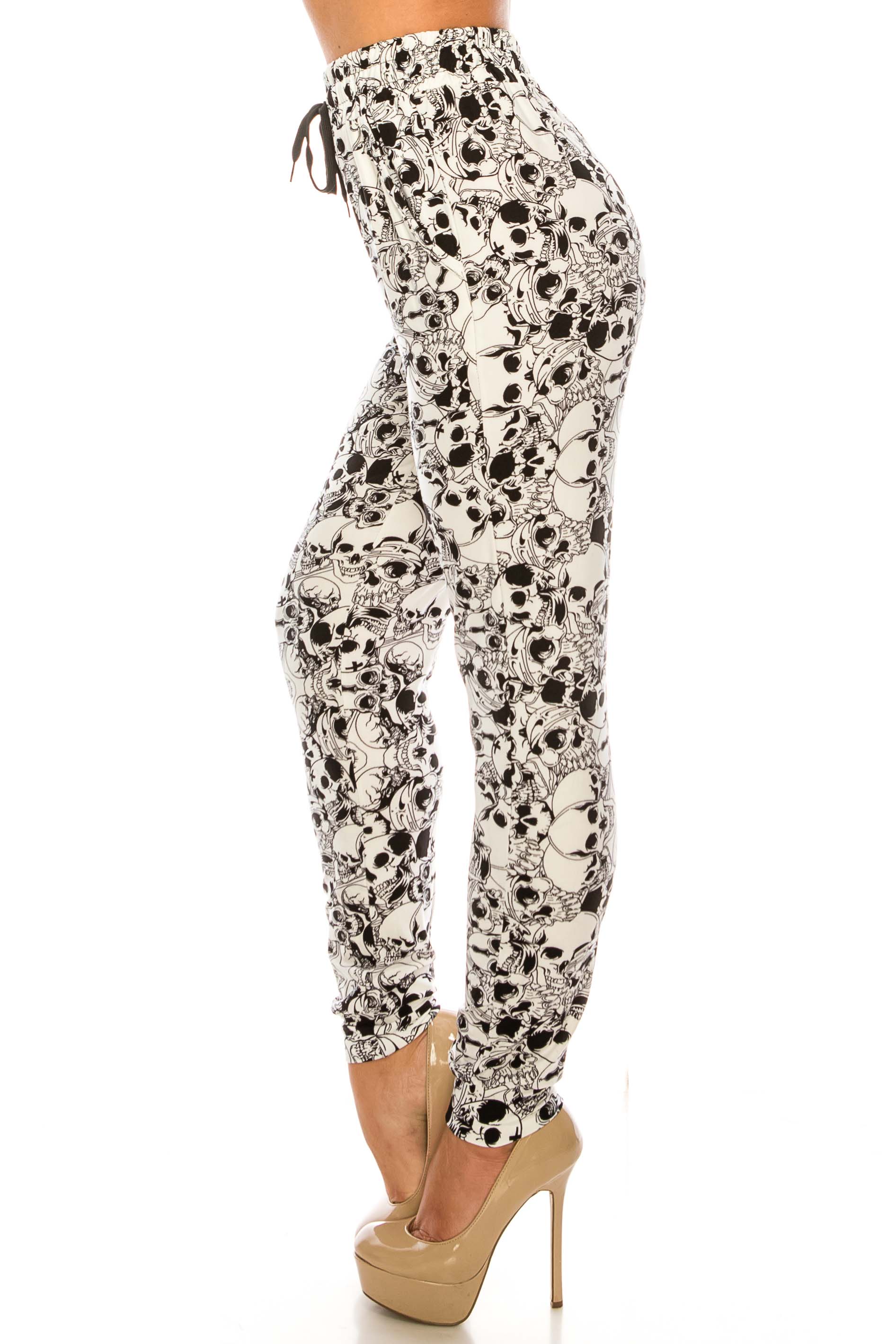 Wholesale Buttery Smooth White Layers of Skulls Joggers