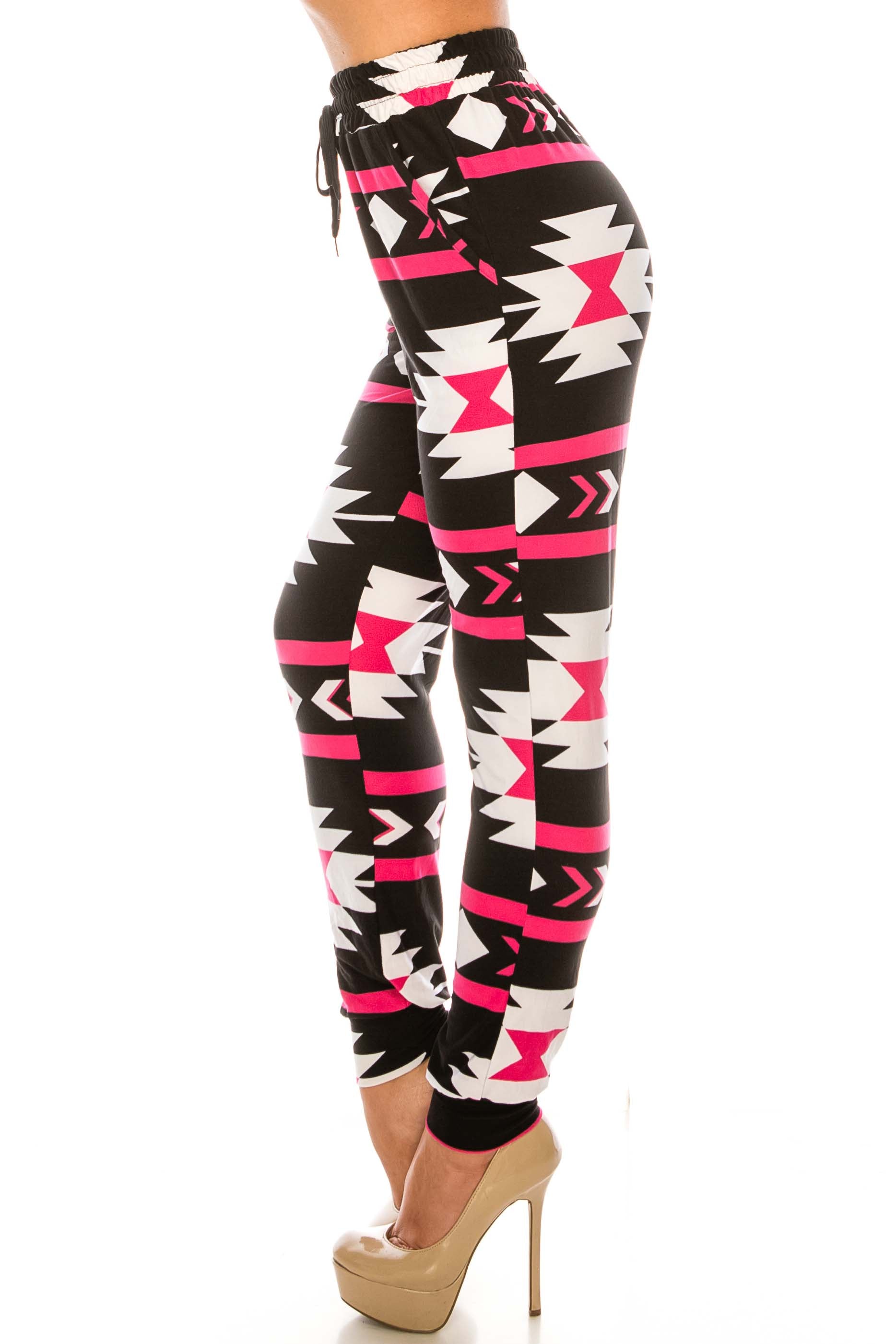 Wholesale Buttery Smooth Magenta Aztec Tribal Joggers
