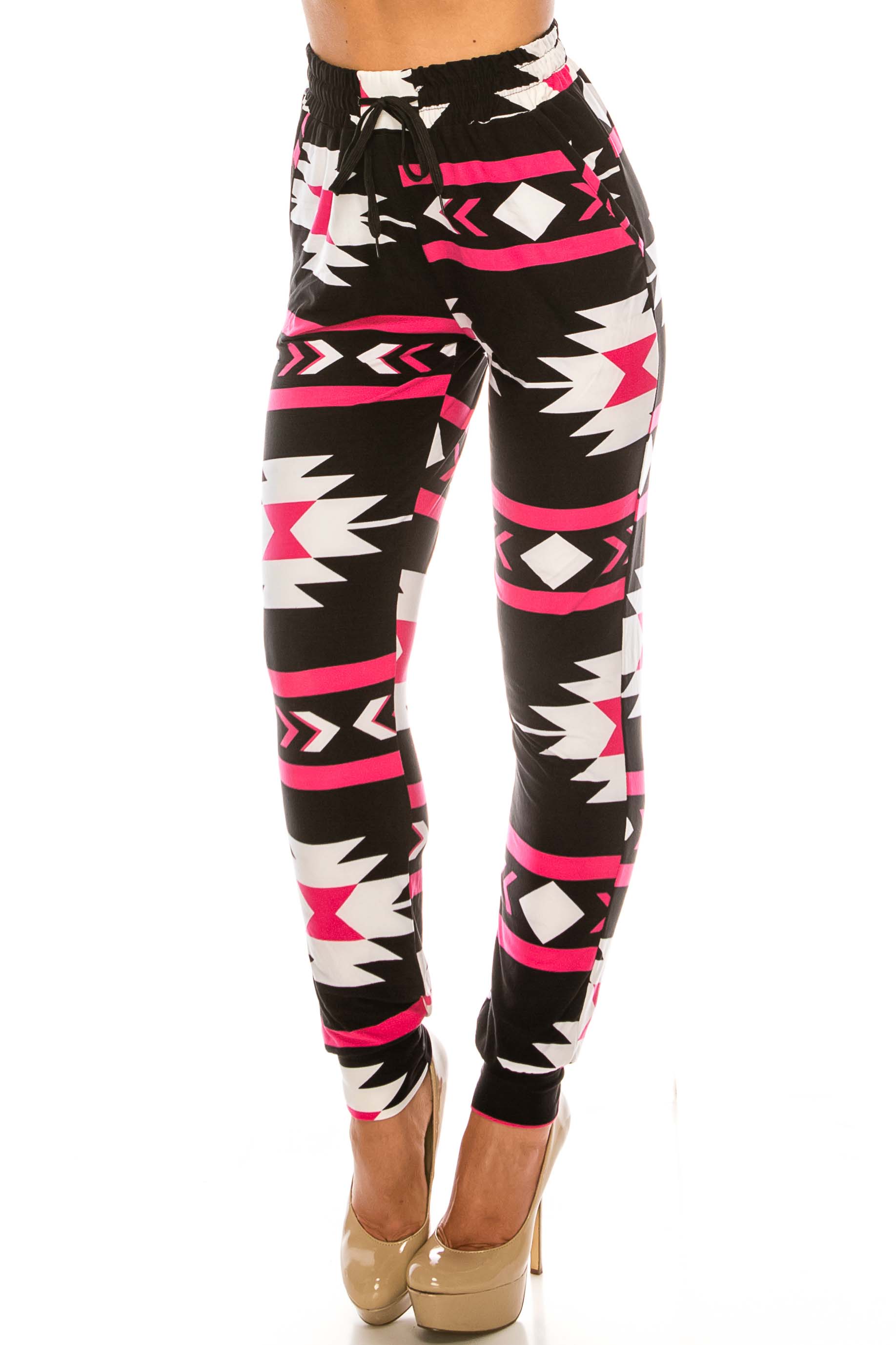 Wholesale Buttery Smooth Magenta Aztec Tribal Joggers