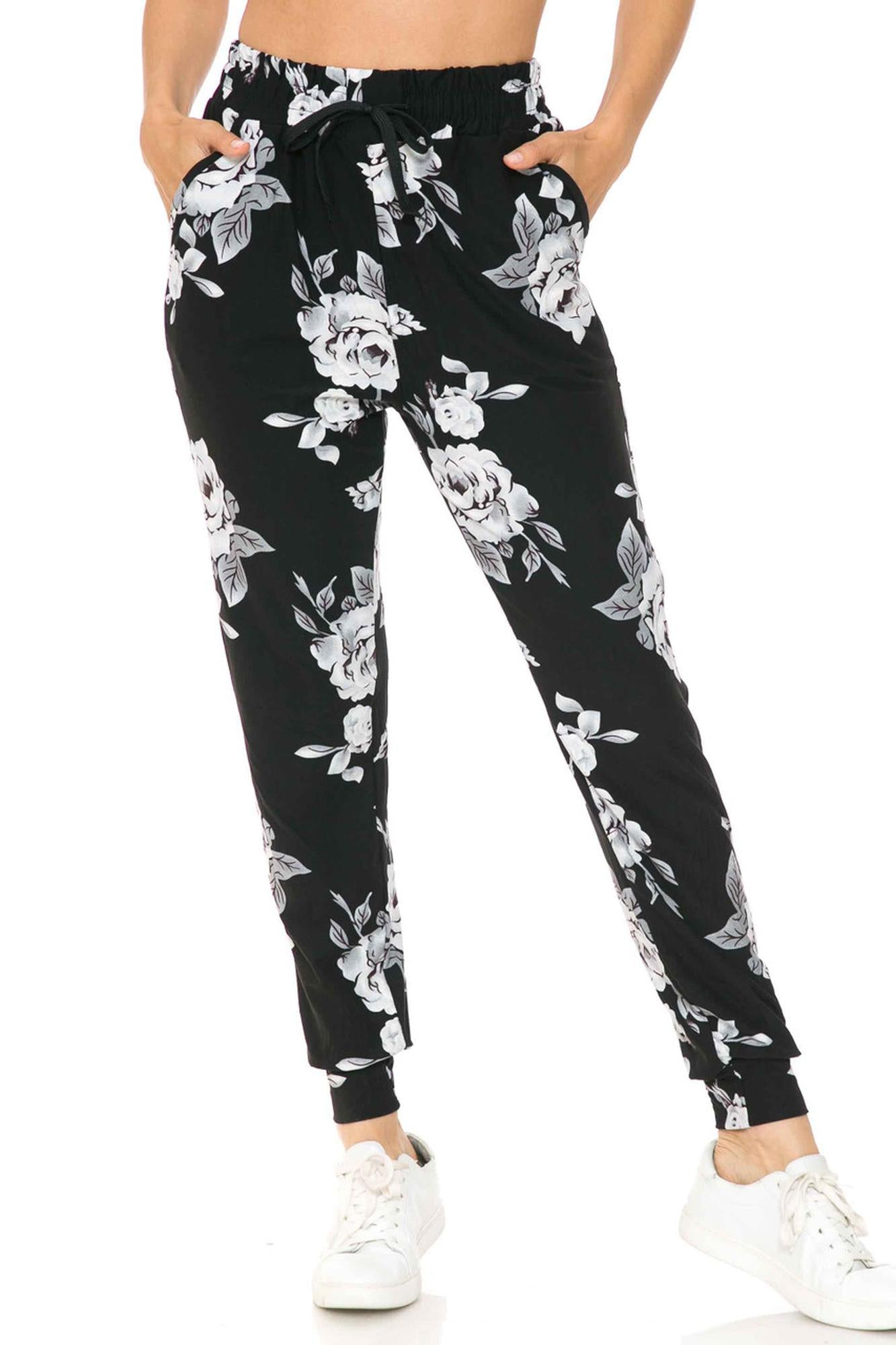 Wholesale Buttery Smooth Jumbo White Rose Joggers