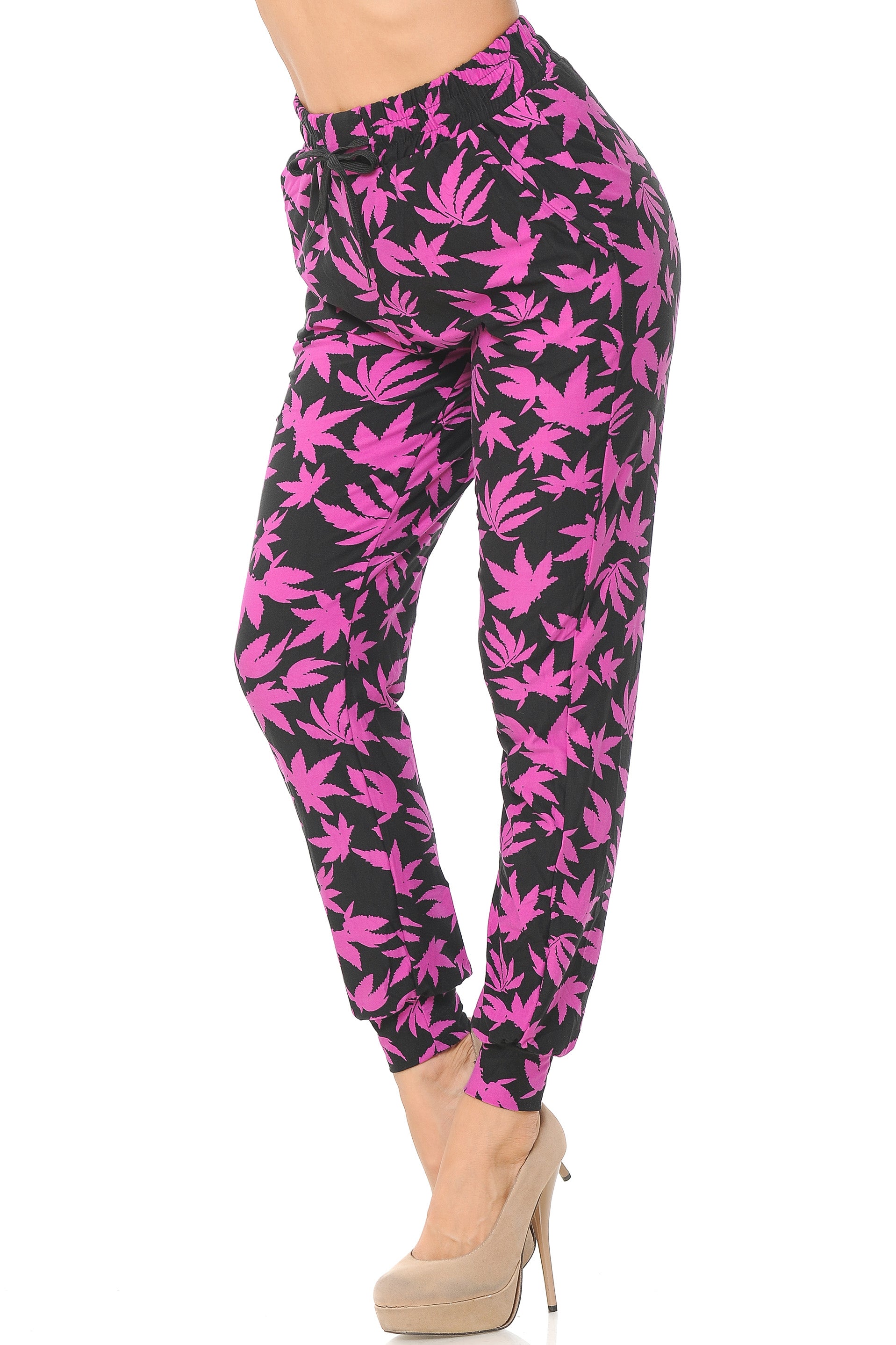 Wholesale Buttery Smooth Solid Fuchsia Marijuana Joggers