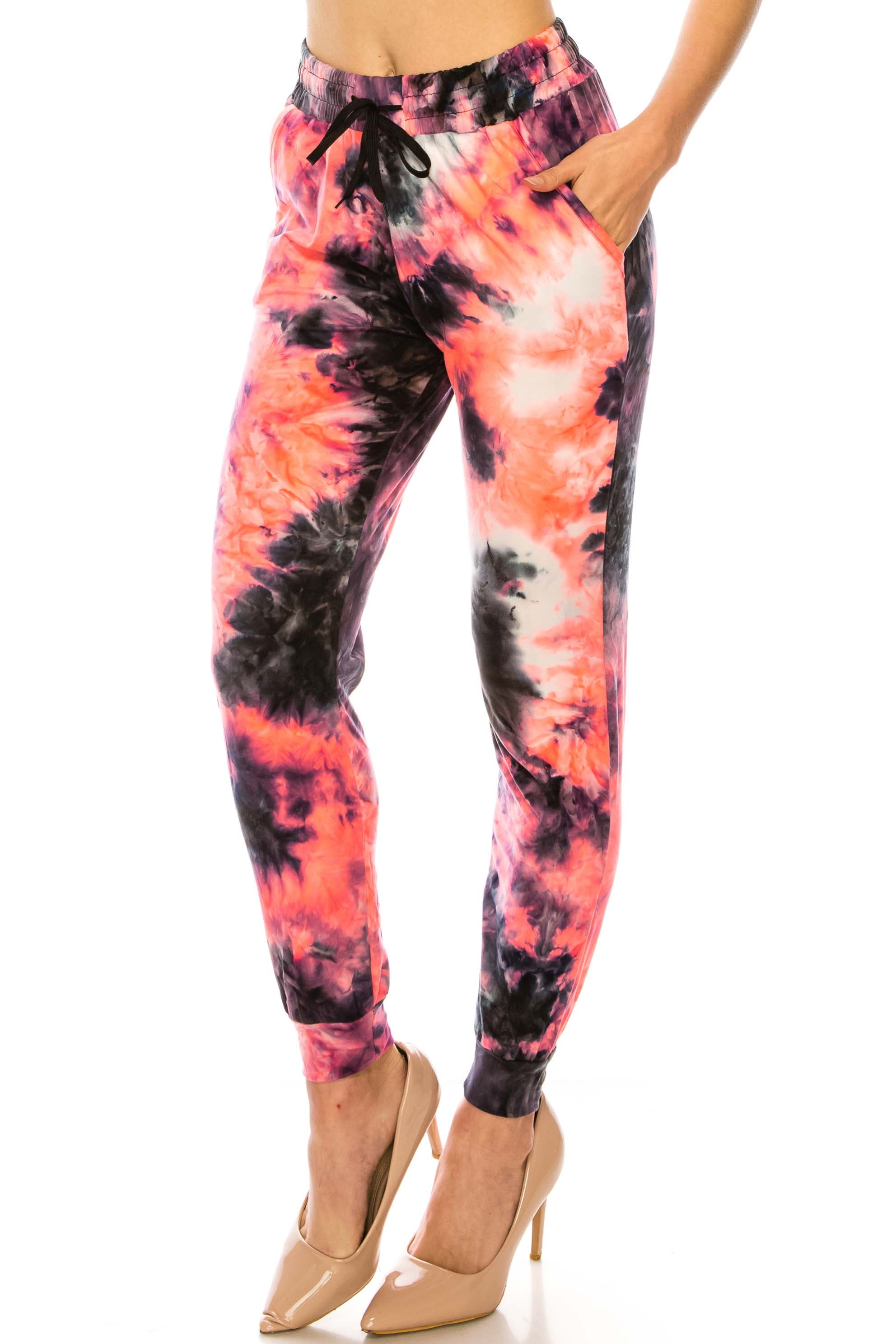 Wholesale Buttery Smooth Coral Tie Dye Joggers