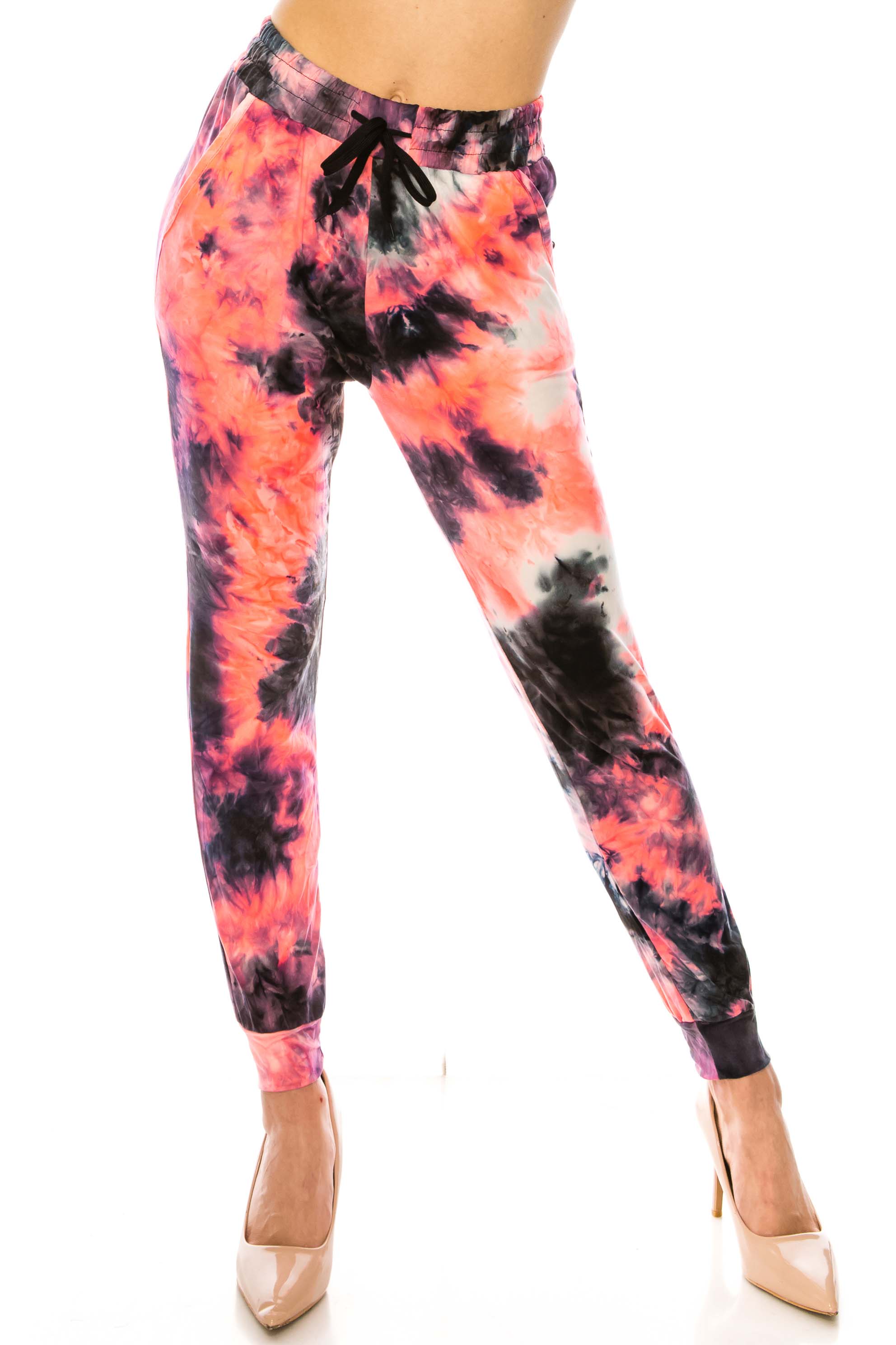 Wholesale Buttery Smooth Coral Tie Dye Joggers