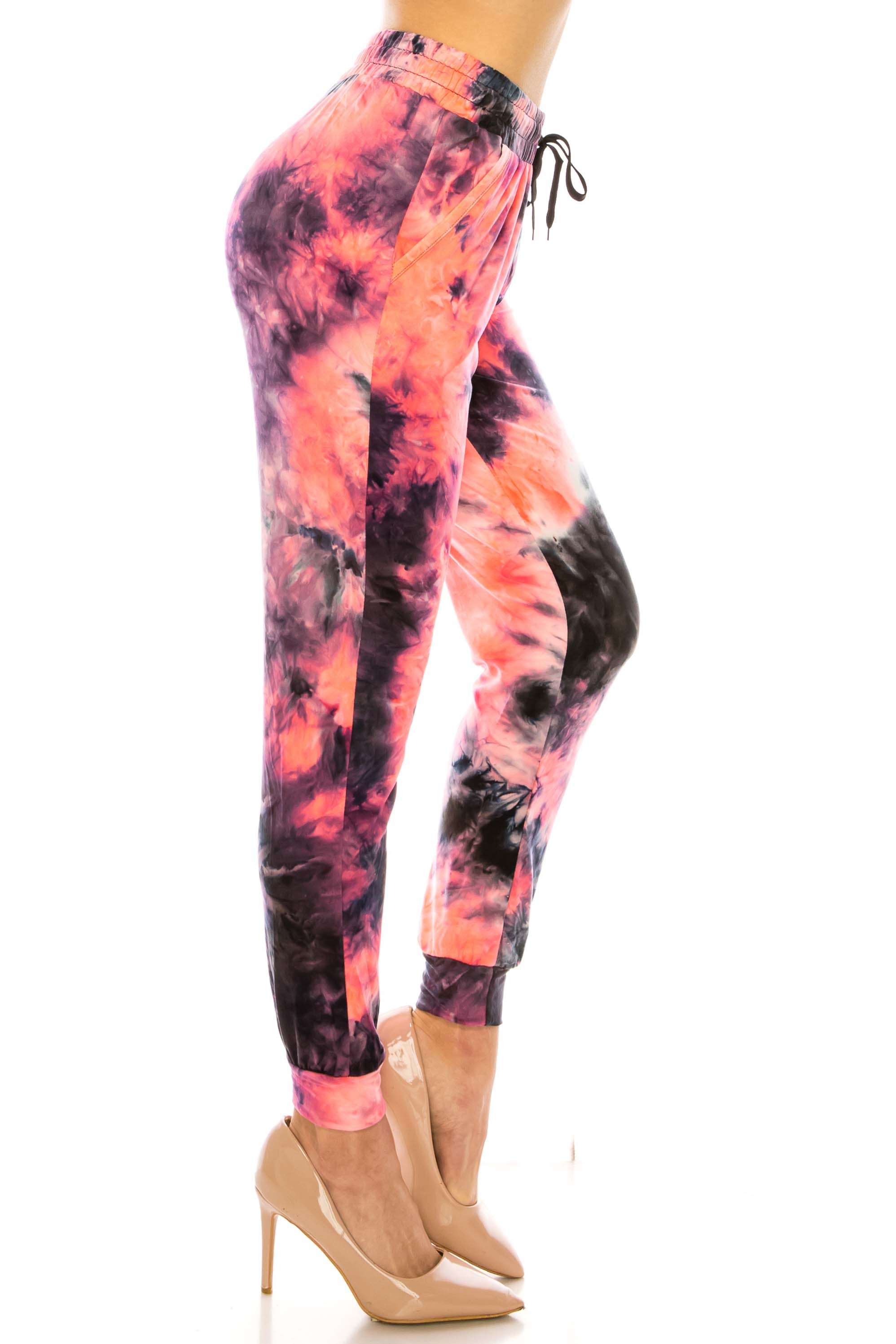 Wholesale Buttery Smooth Coral Tie Dye Joggers