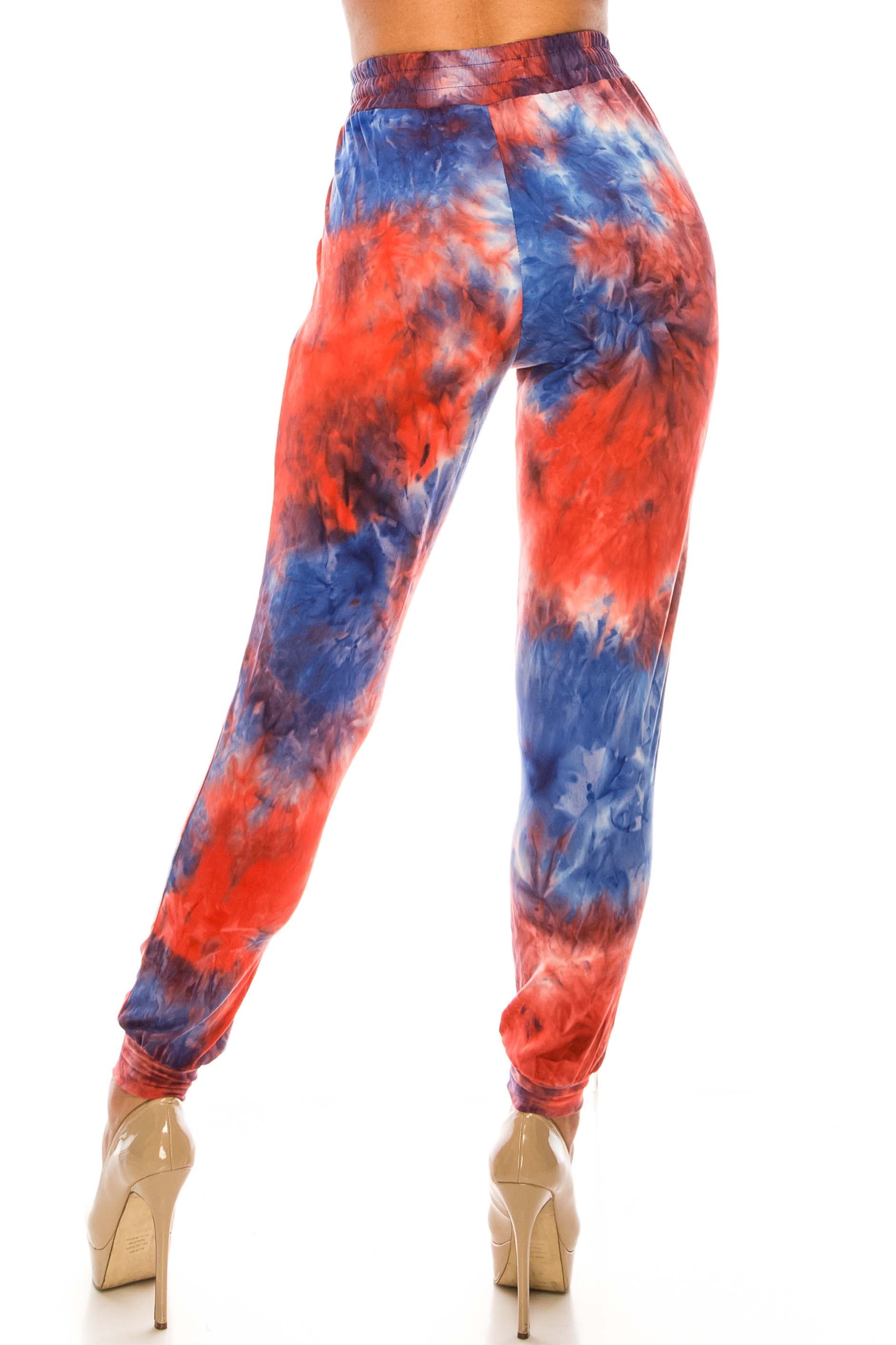 Wholesale Buttery Smooth Red and Blue Tie Dye Joggers