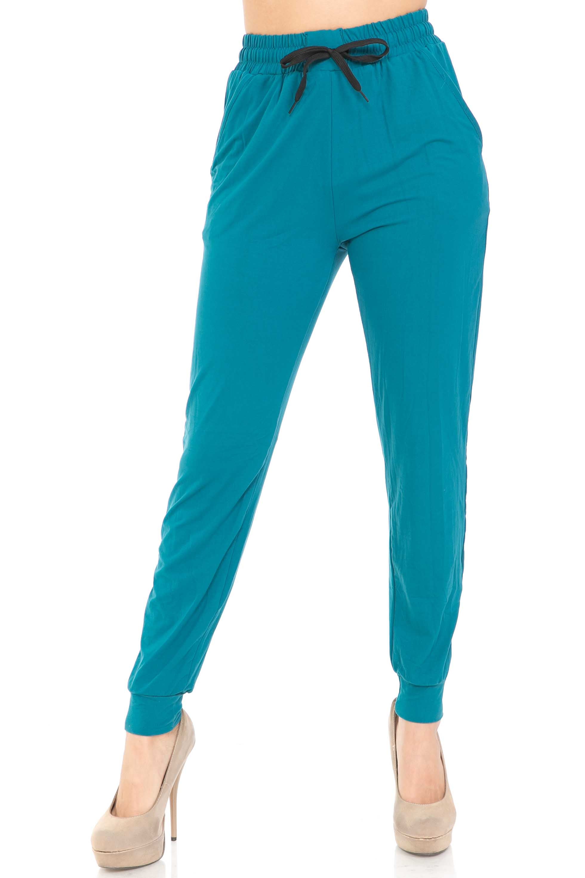 Wholesale Buttery Smooth Solid Basic Teal Joggers - EEVEE