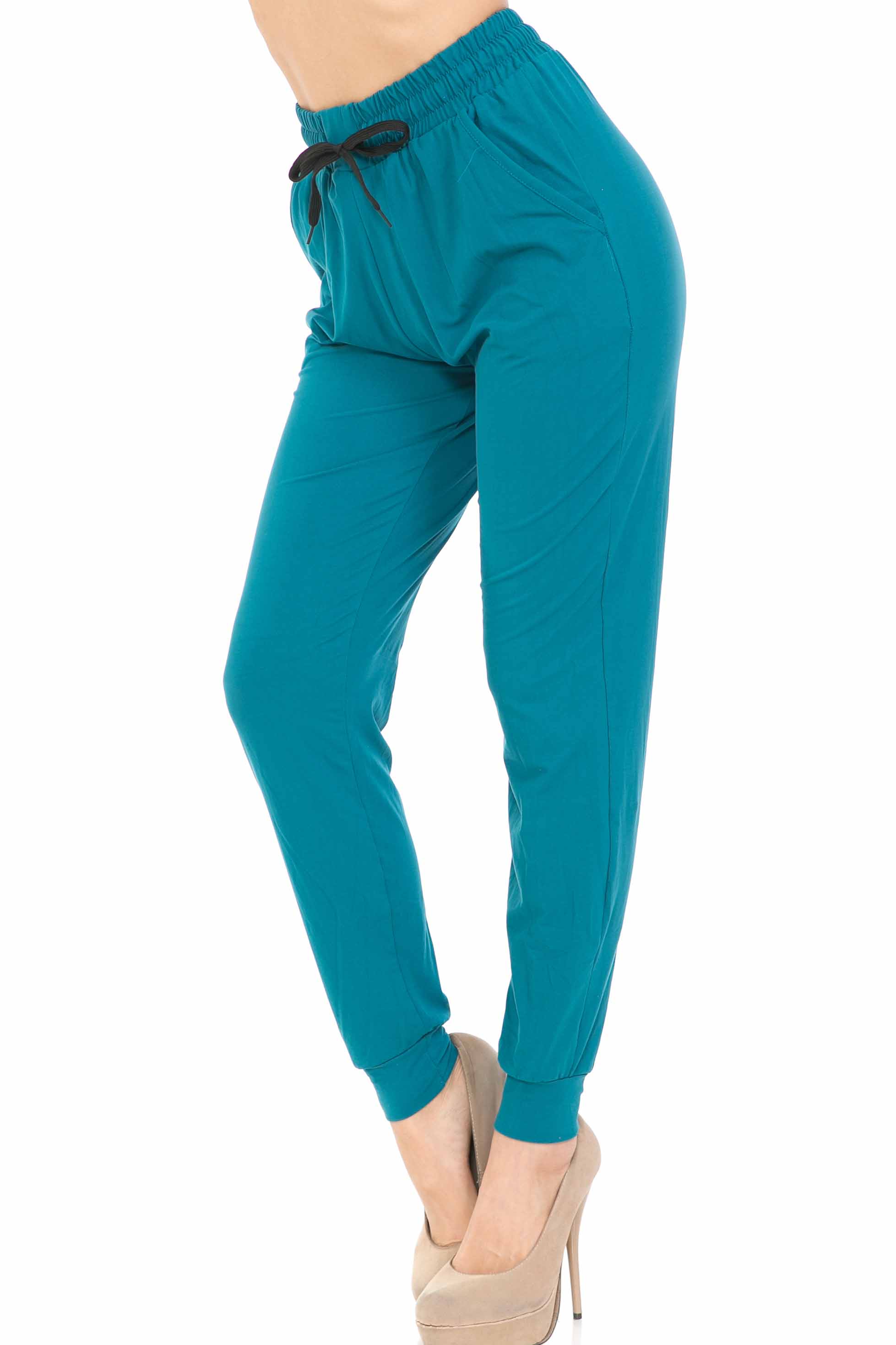 Wholesale Buttery Smooth Solid Basic Teal Joggers - EEVEE