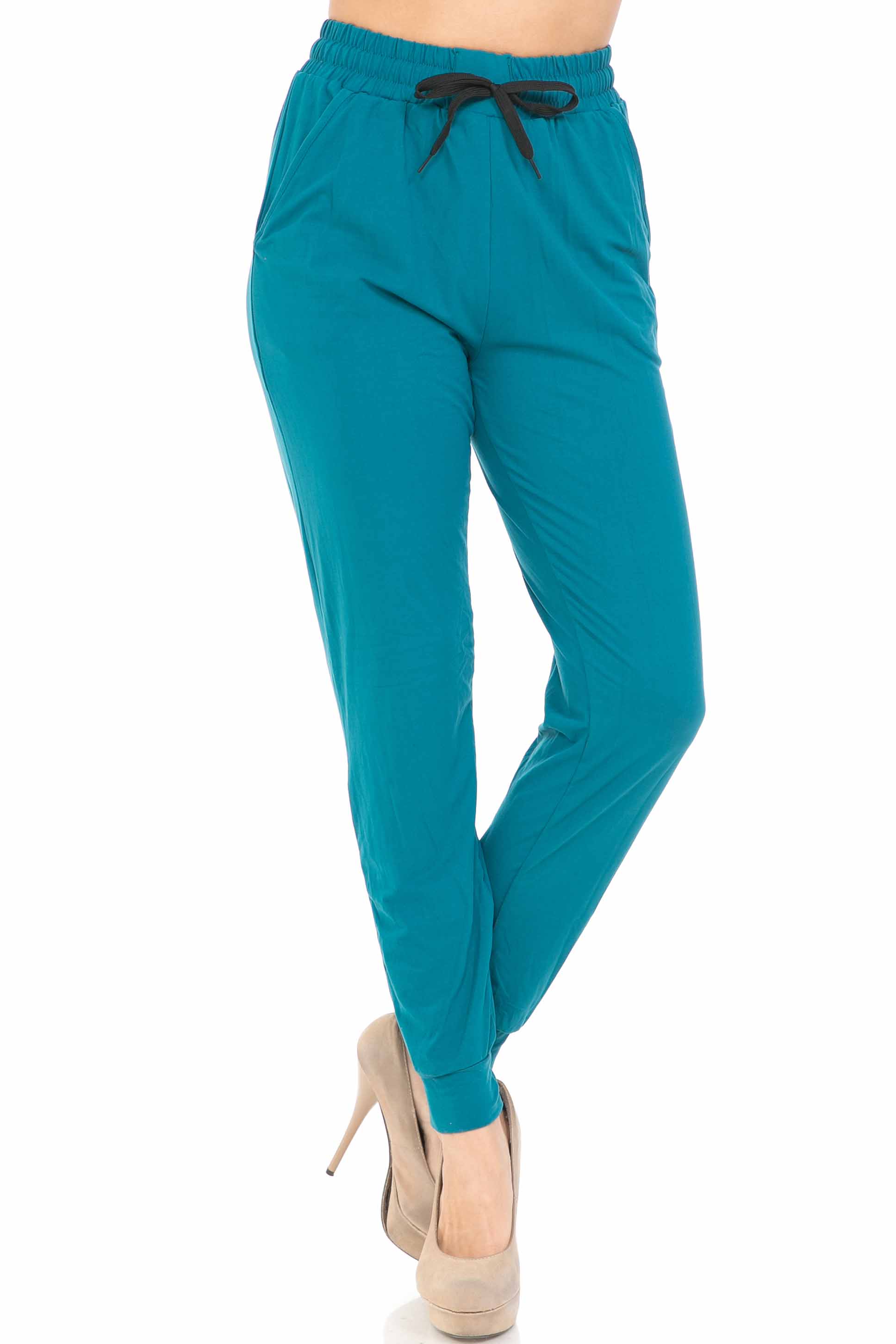 Wholesale Buttery Smooth Solid Basic Teal Joggers - EEVEE