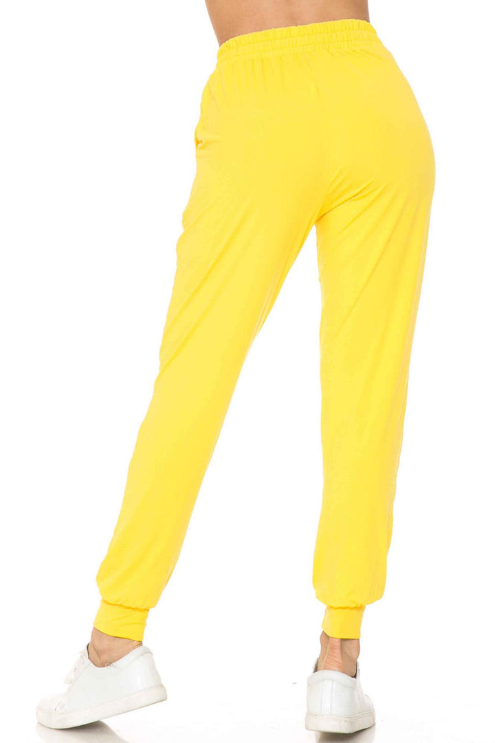 Wholesale Buttery Smooth Solid Basic Yellow Women's Joggers - EEVEE