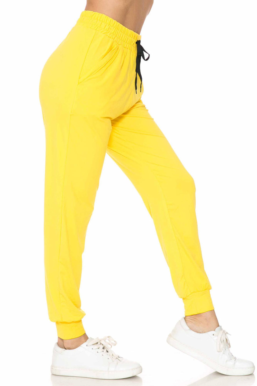 Wholesale Buttery Smooth Solid Basic Yellow Women's Joggers - EEVEE