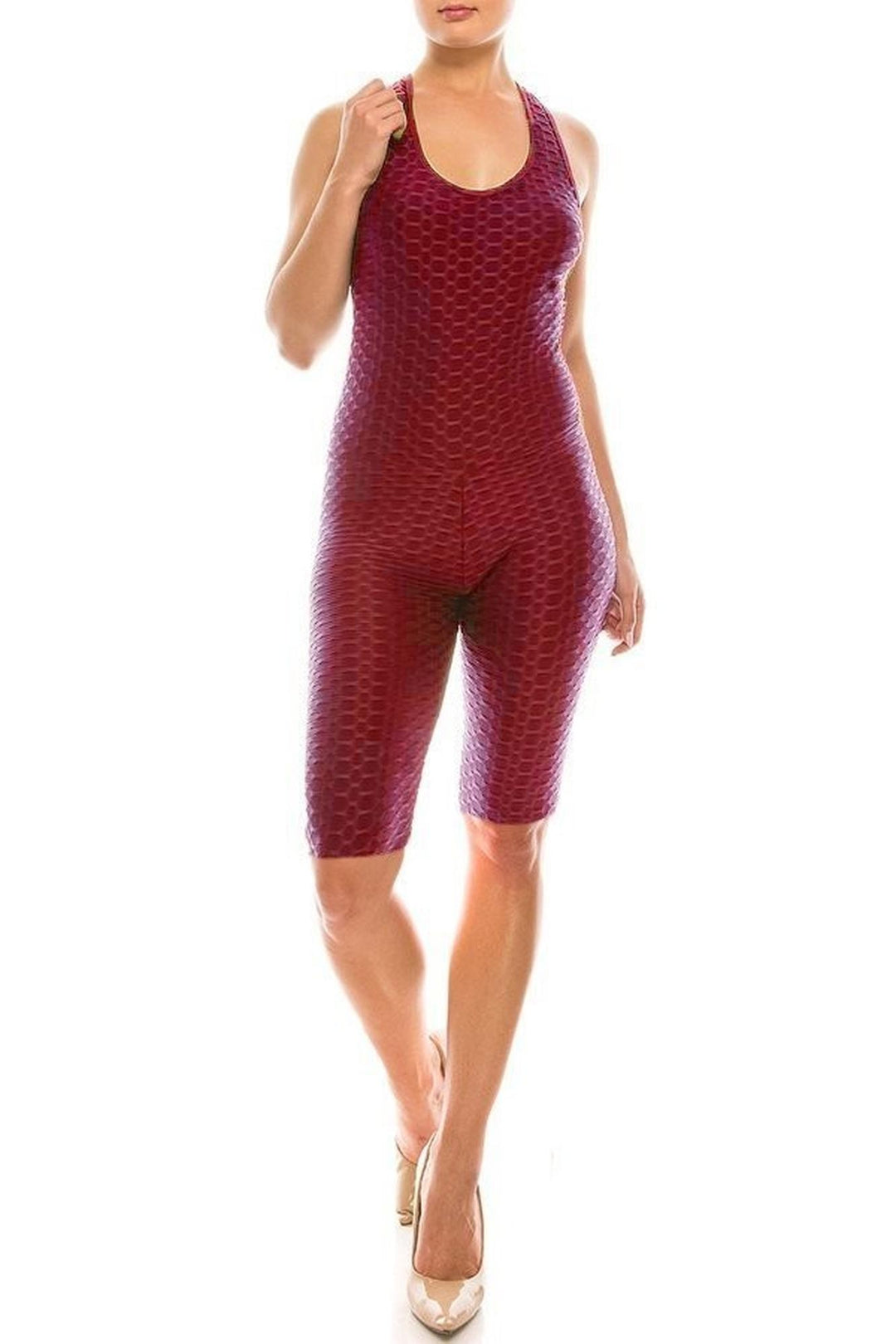 Wholesale Premium Criss Cross Scrunch Butt Biker Short Bodysuit