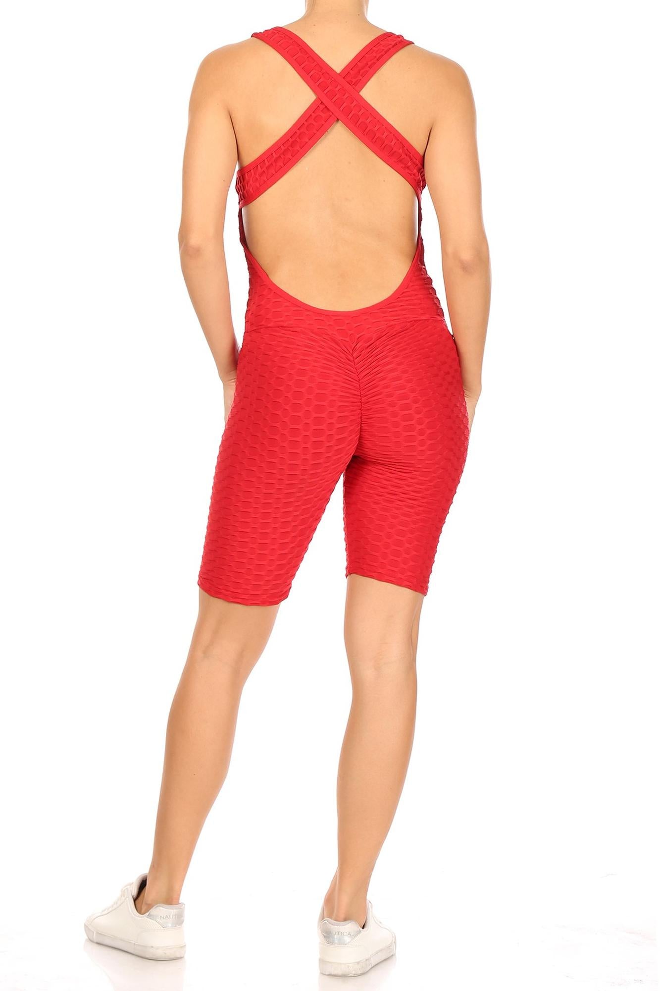 Wholesale Premium Criss Cross Scrunch Butt Biker Short Bodysuit