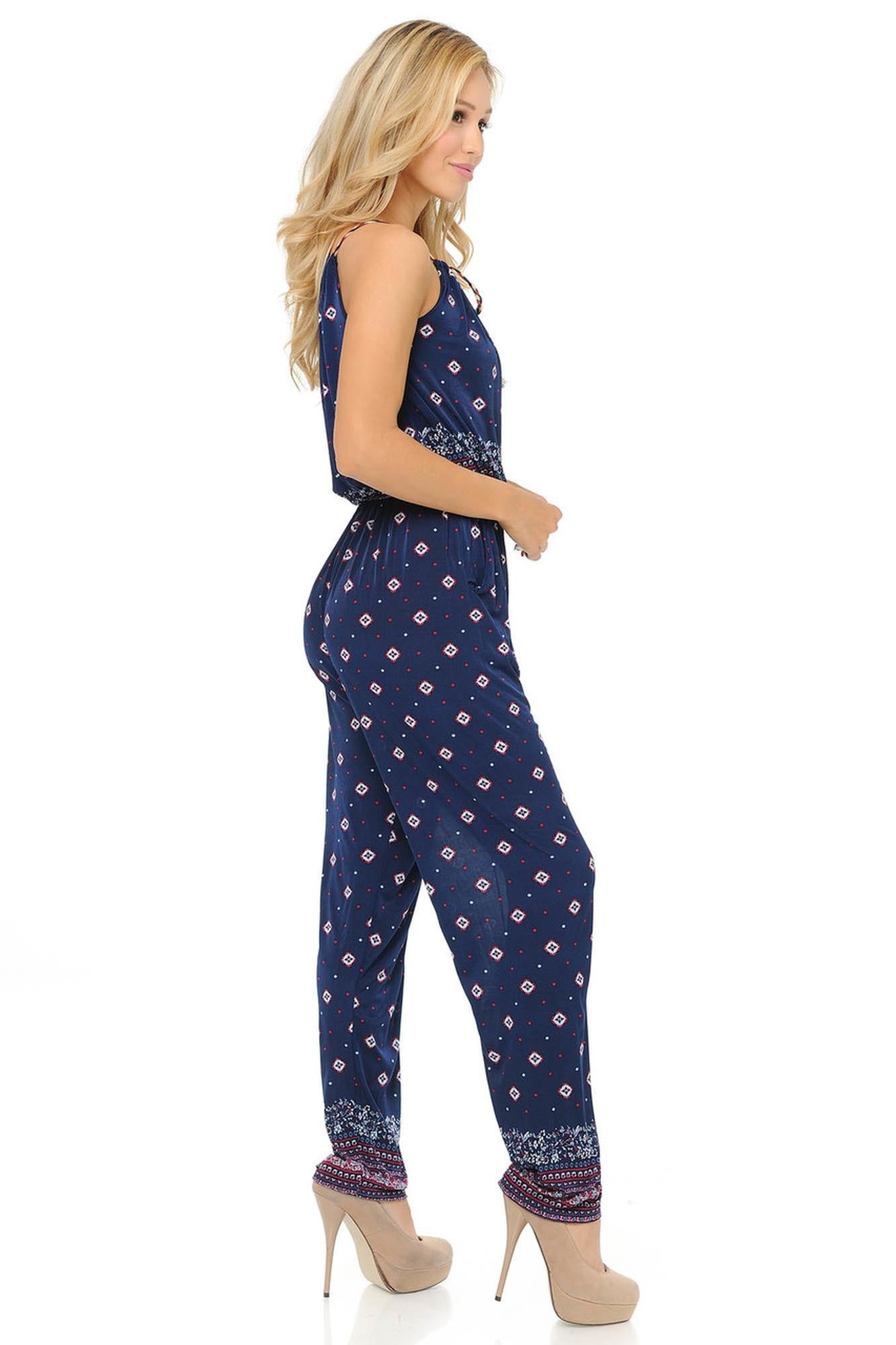 Wholesale Fashion Casual Navy Pearl Summer Jumpsuit