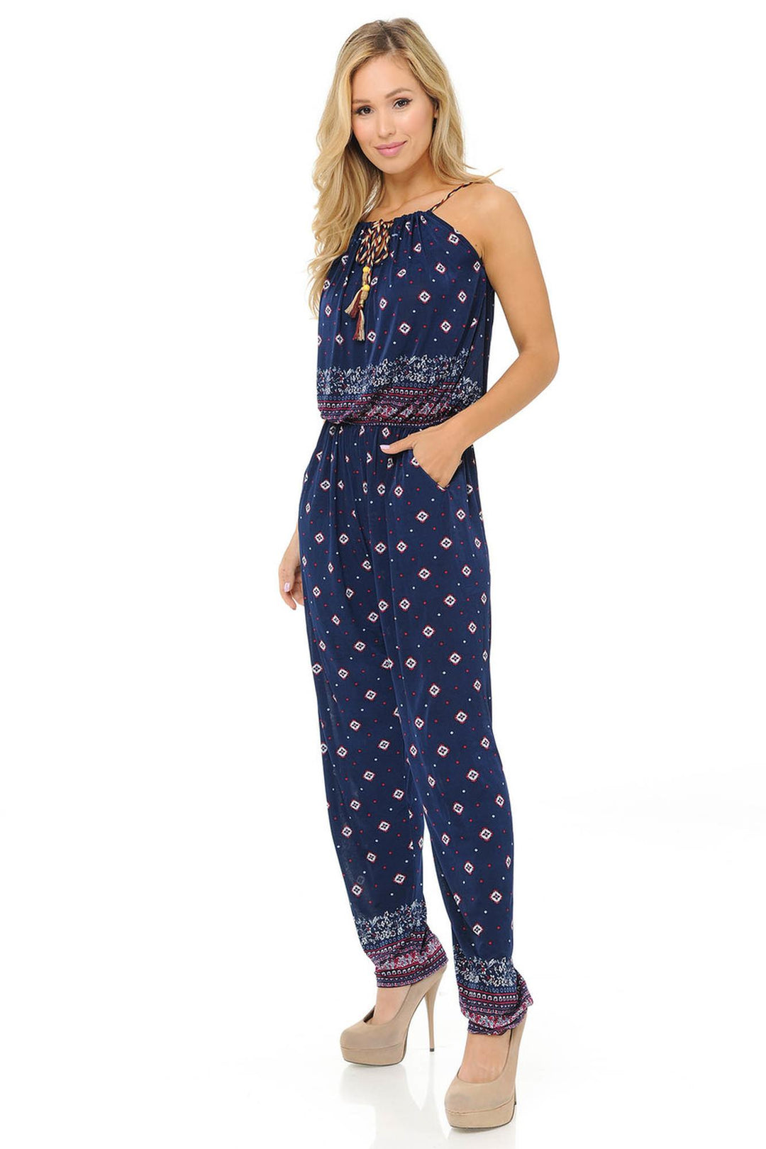 Wholesale Fashion Casual Navy Pearl Summer Jumpsuit