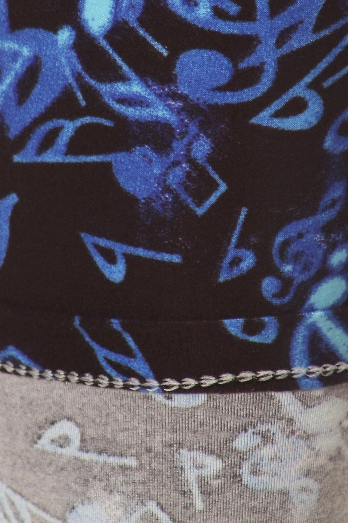 Wholesale Buttery Soft Electric Blue Music Note Kids Leggings