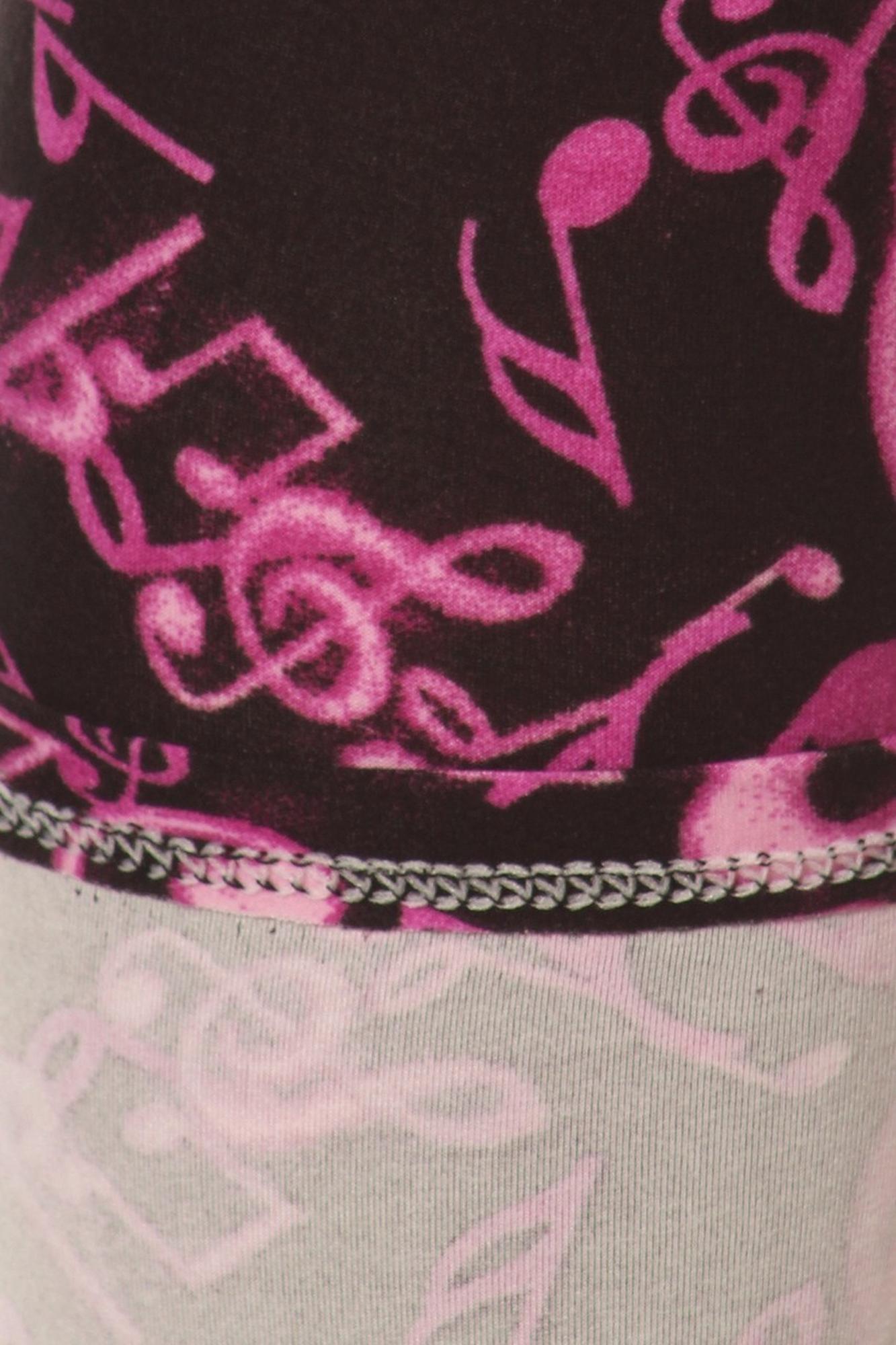 Wholesale Buttery Soft Electric Fuchsia Music Note Kids Leggings