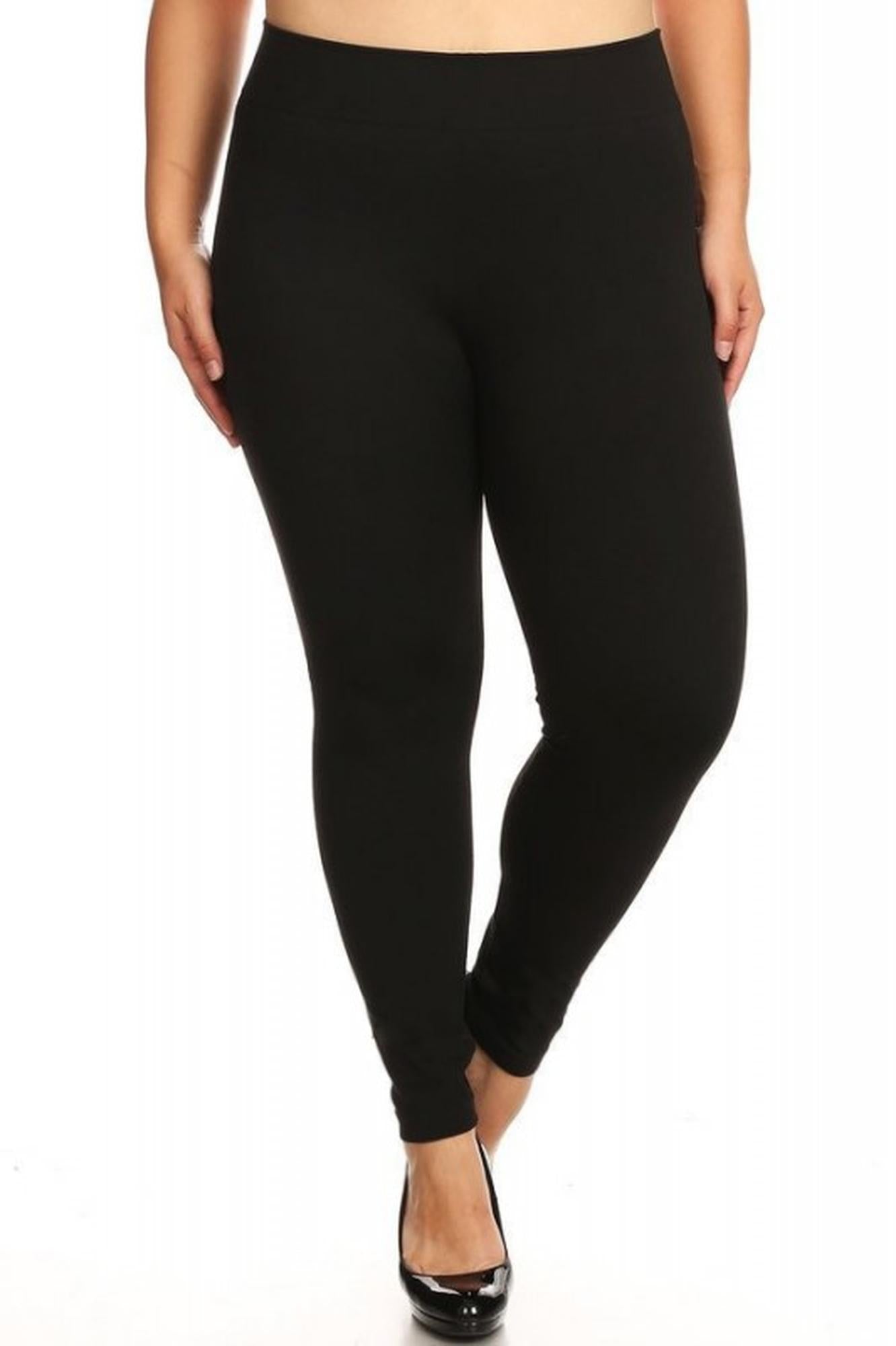 Wholesale Premium Fit French Terry Plus Size Leggings - Black Charcoal - 2 Pack
