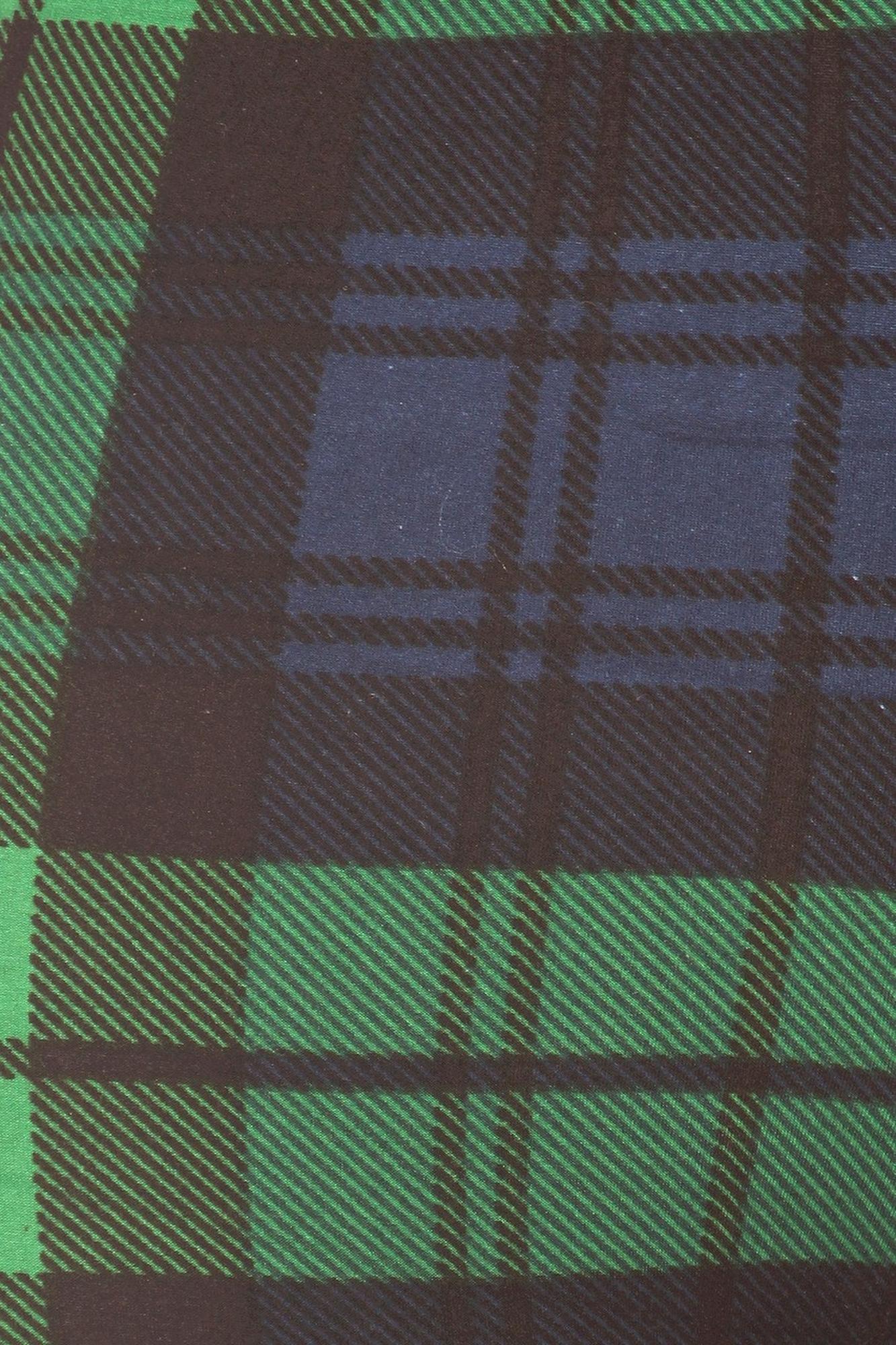 Wholesale Buttery Smooth Green Plaid High Waisted Leggings