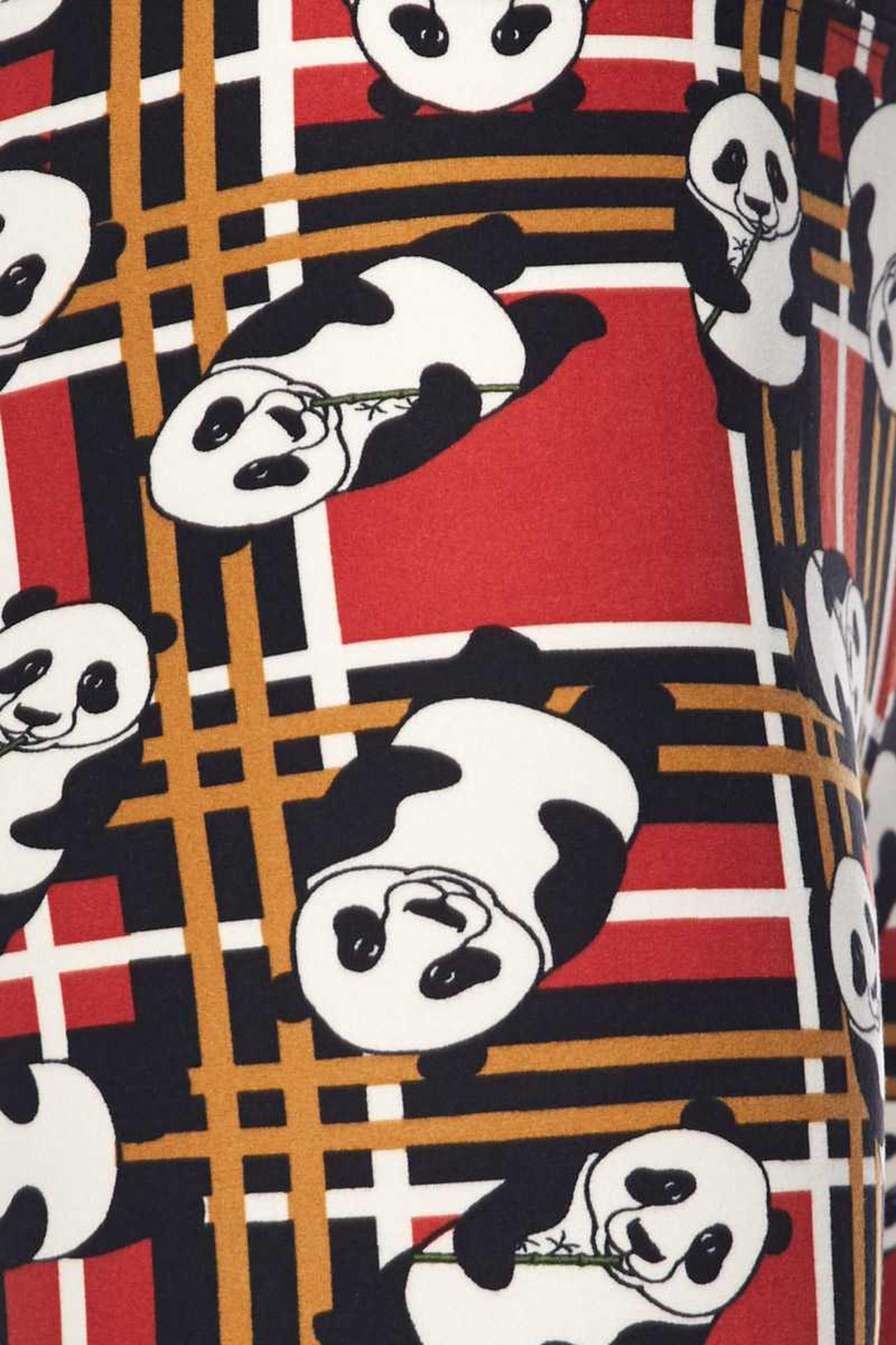 Wholesale Buttery Soft Plaid Panda High Waisted Leggings