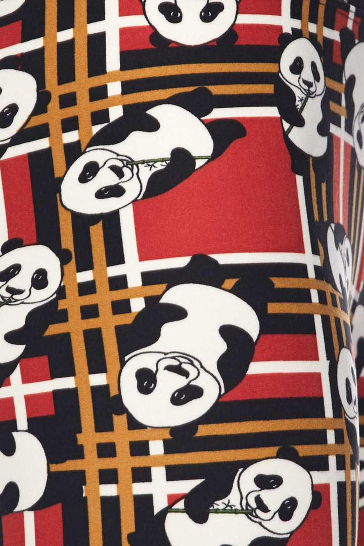 Wholesale Buttery Soft Plaid Panda High Waisted Leggings