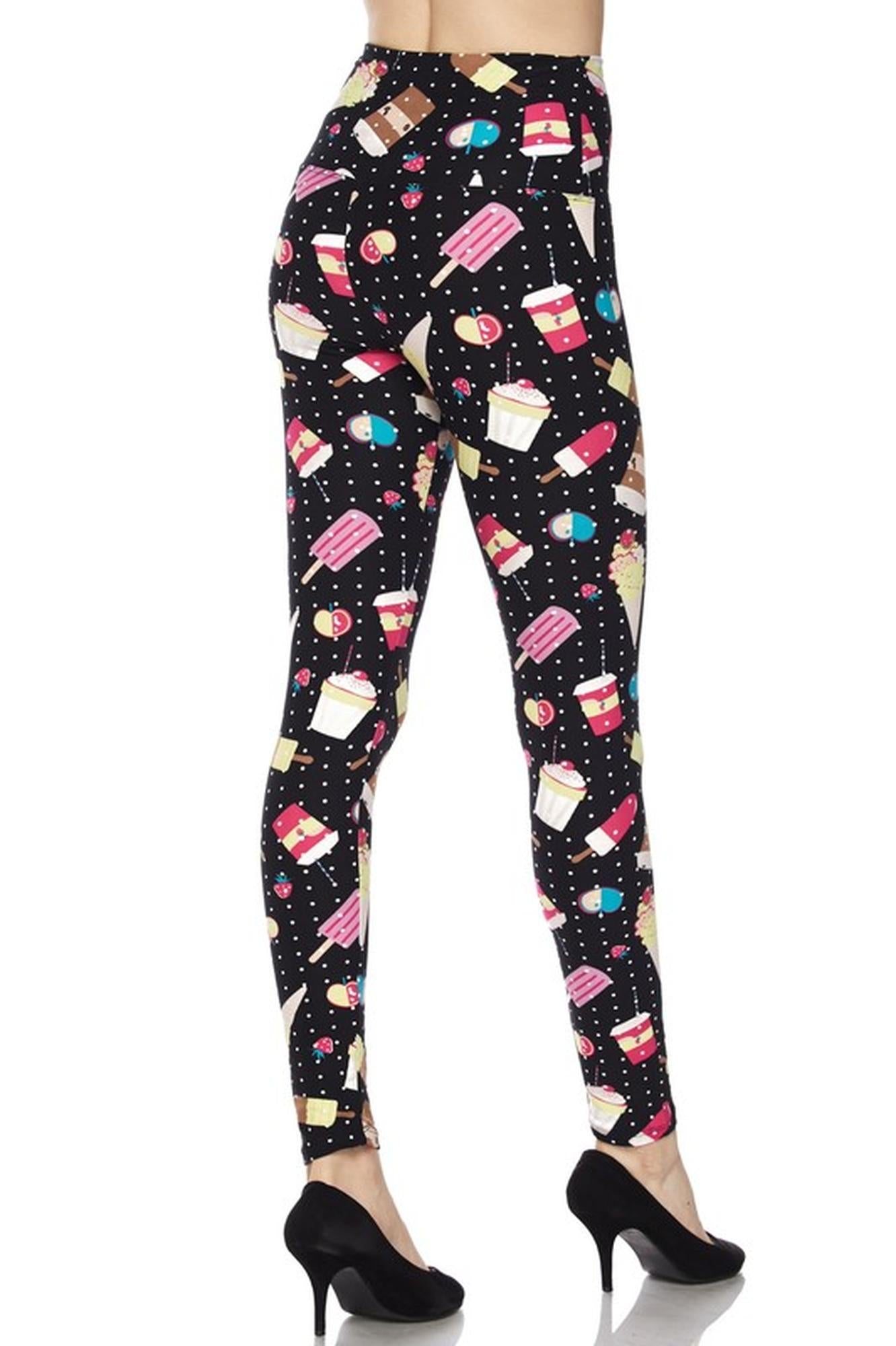 Wholesale Buttery Smooth Summer Treats High Waisted Leggings - White Mini Dots