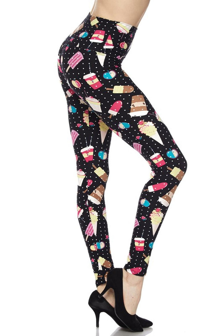 Wholesale Buttery Smooth Summer Treats High Waisted Leggings - White Mini Dots