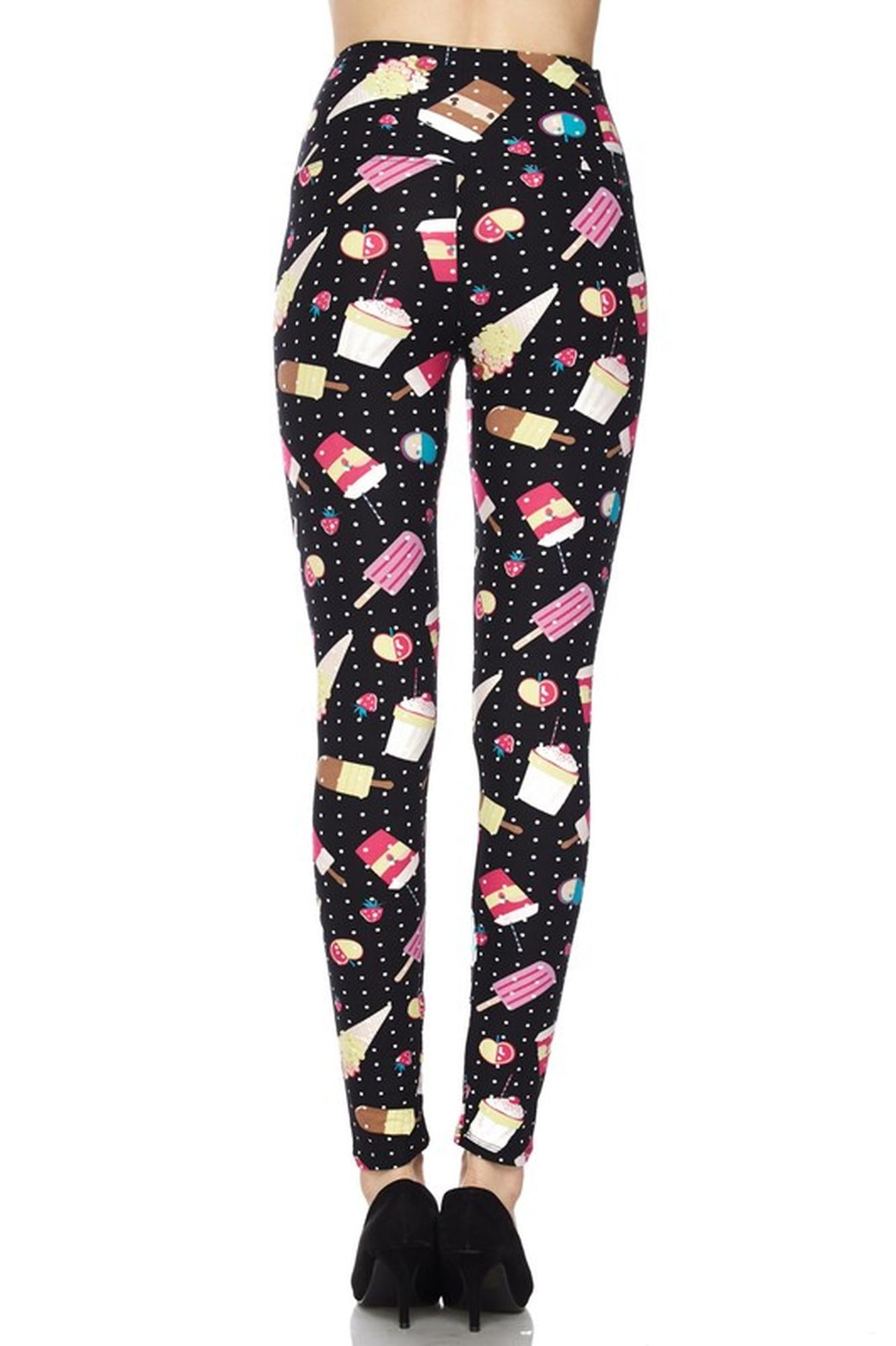 Wholesale Buttery Smooth Summer Treats High Waisted Leggings - White Mini Dots