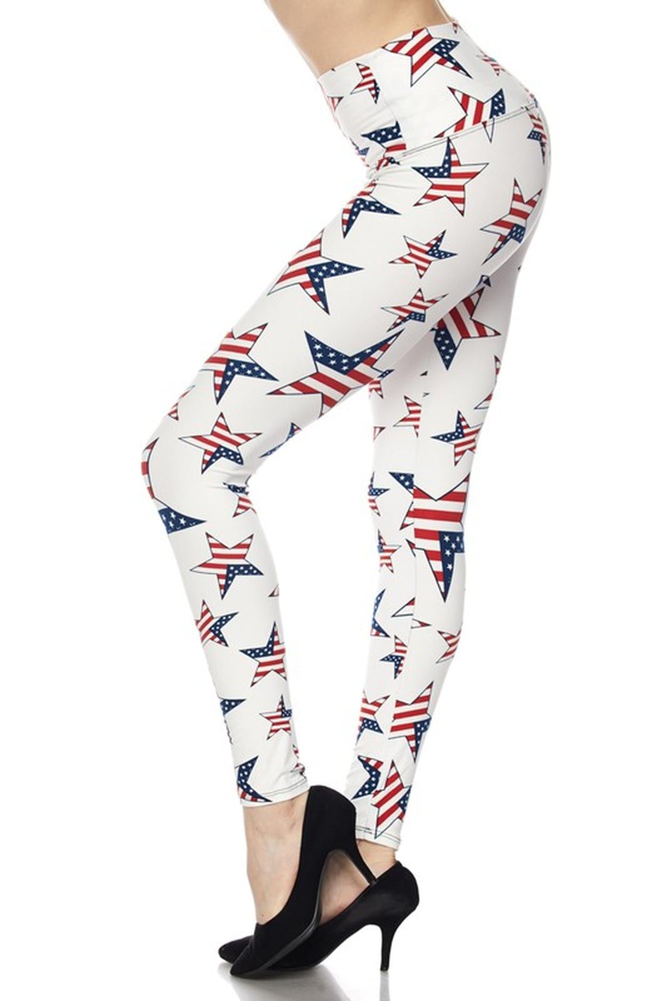 Wholesale Ivory USA Flag High Waisted Leggings