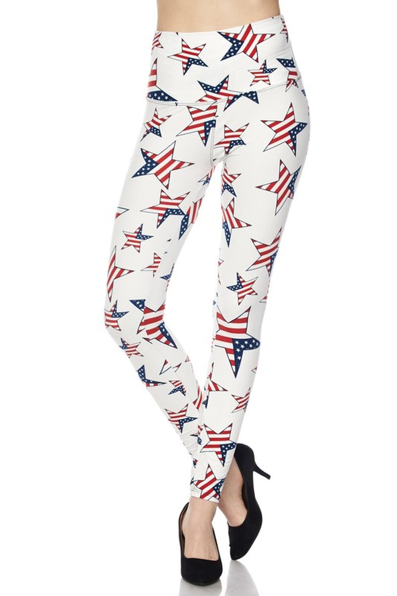 Wholesale Ivory USA Flag High Waisted Leggings