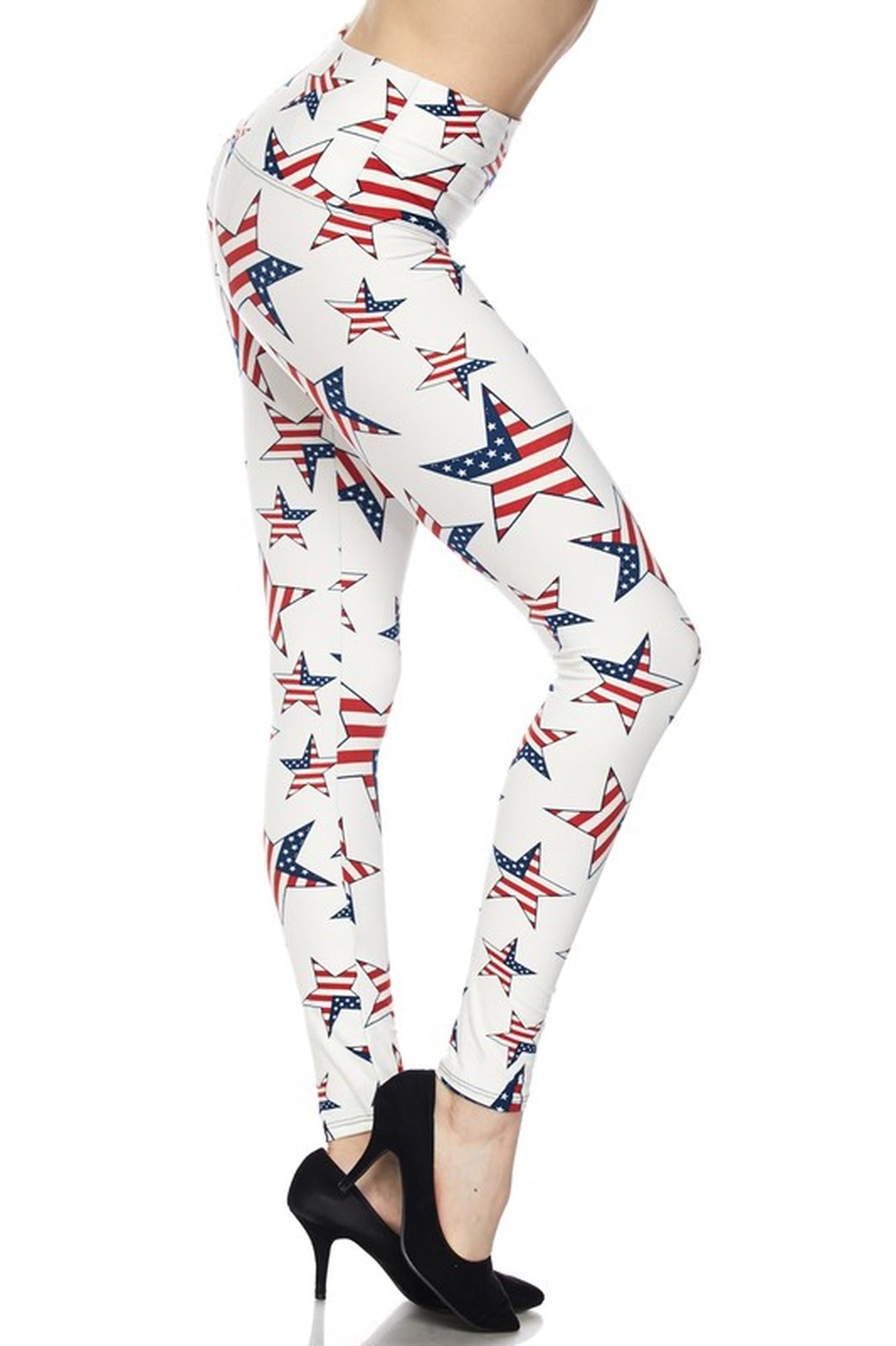 Wholesale Ivory USA Flag High Waisted Leggings
