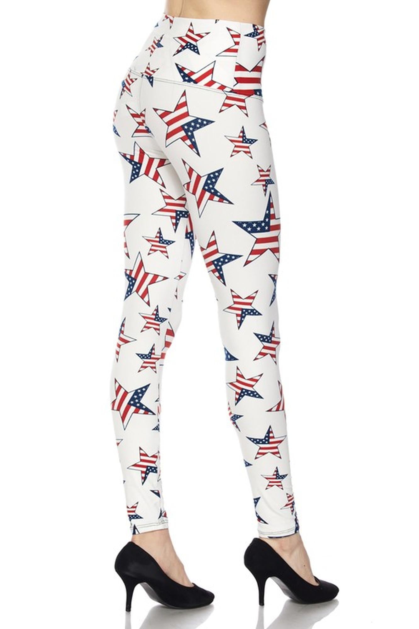 Wholesale Ivory USA Flag High Waisted Leggings