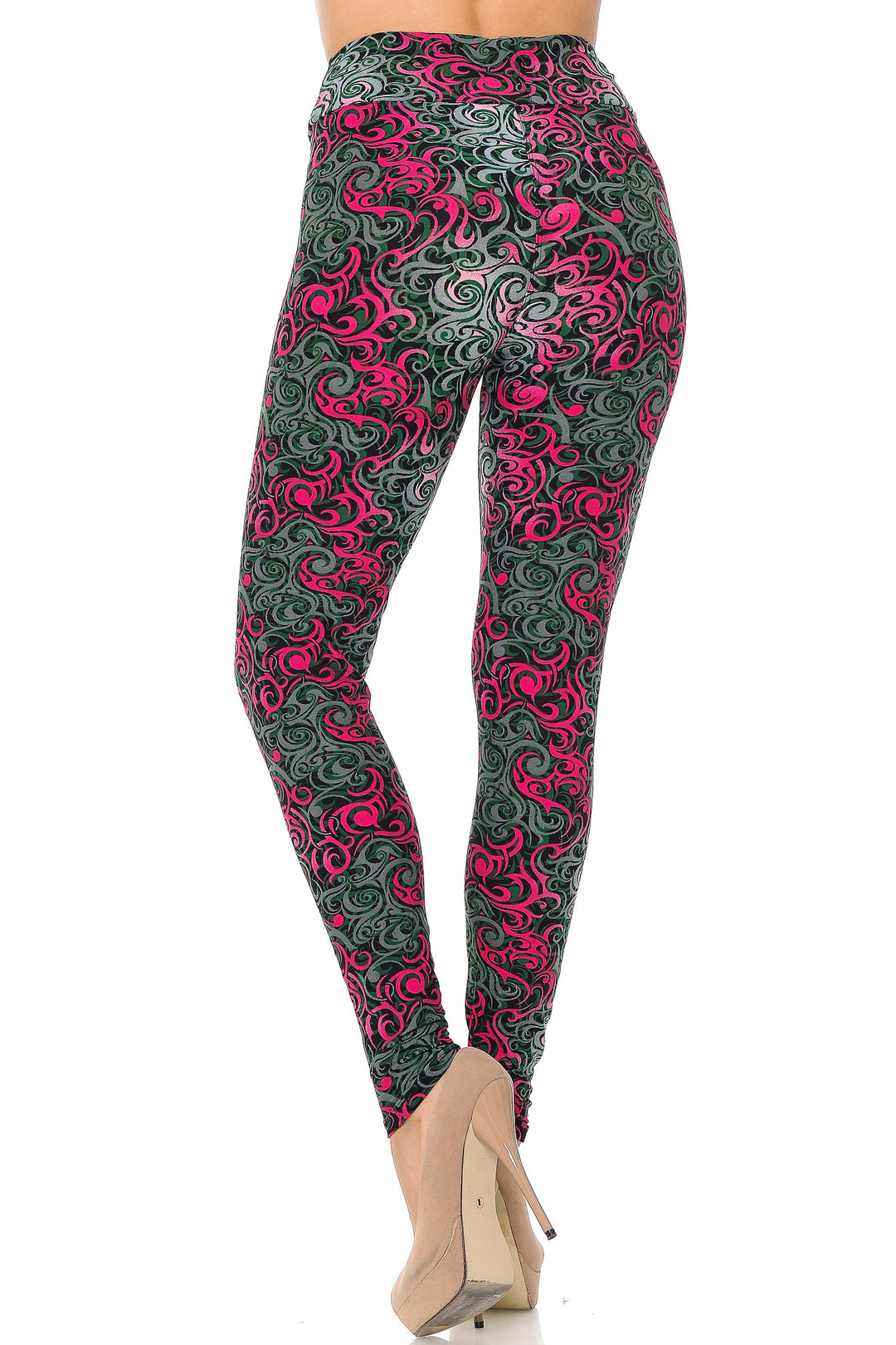 Wholesale Buttery Smooth Fuchsia Tangled Swirl High Waisted Leggings