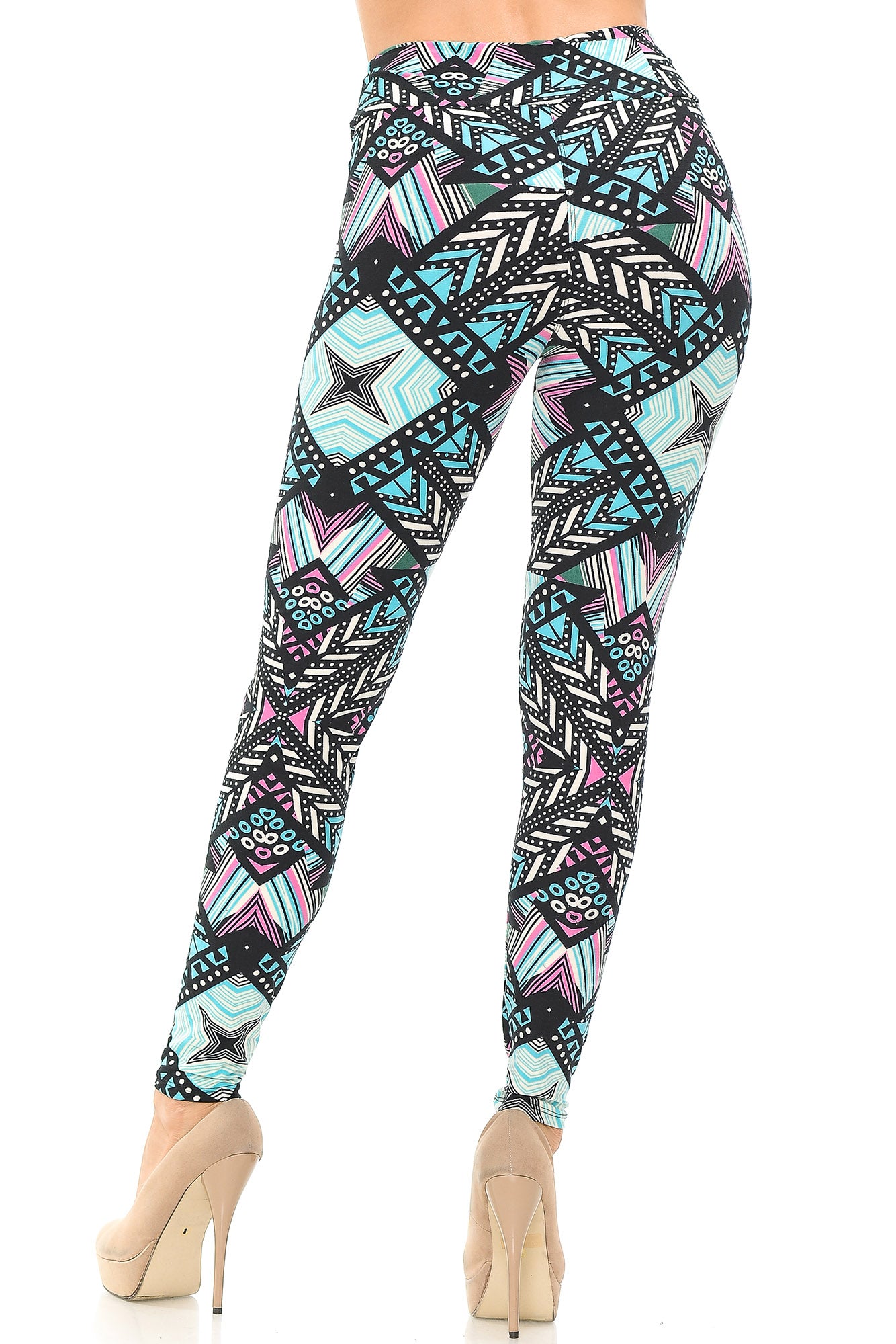 Wholesale Buttery Smooth Melodic Emerald Tribal High Waisted Leggings