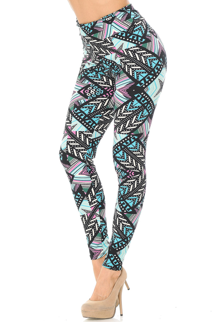 Wholesale Buttery Smooth Melodic Emerald Tribal High Waisted Leggings